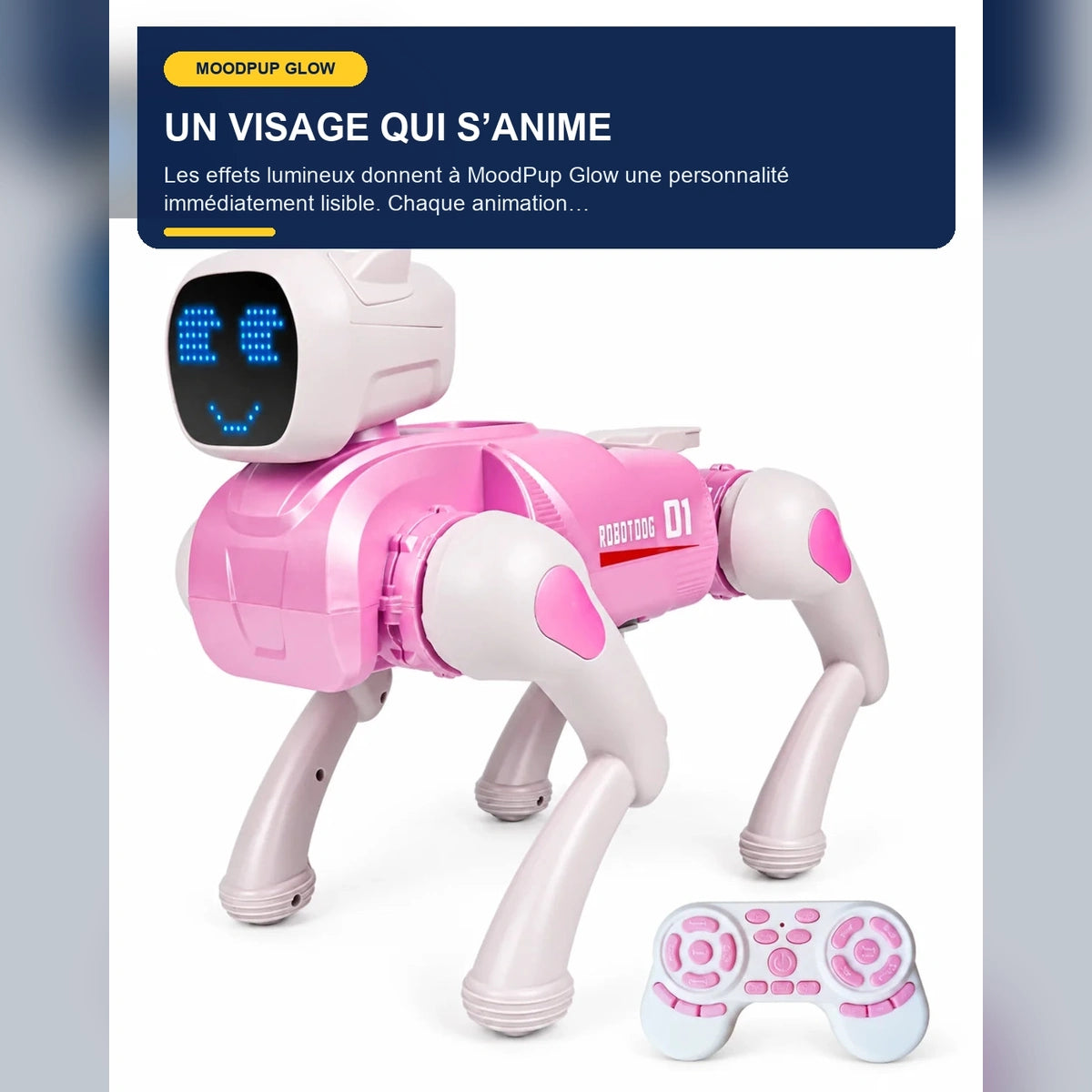 Chien robot interactif lumineux – MoodPup Glow — fonctionnalité 1