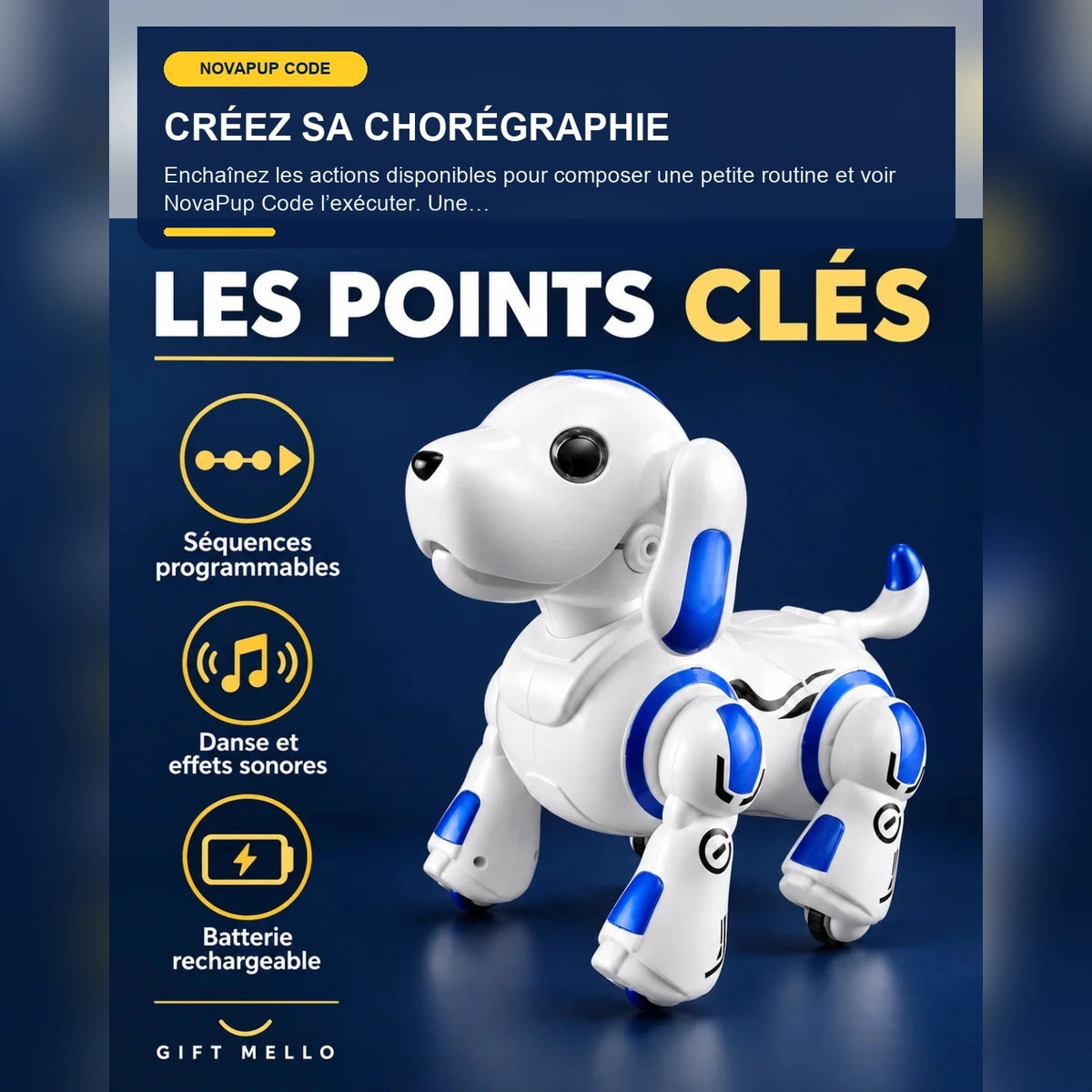 Chien robot programmable – NovaPup Code — fonctionnalité 1