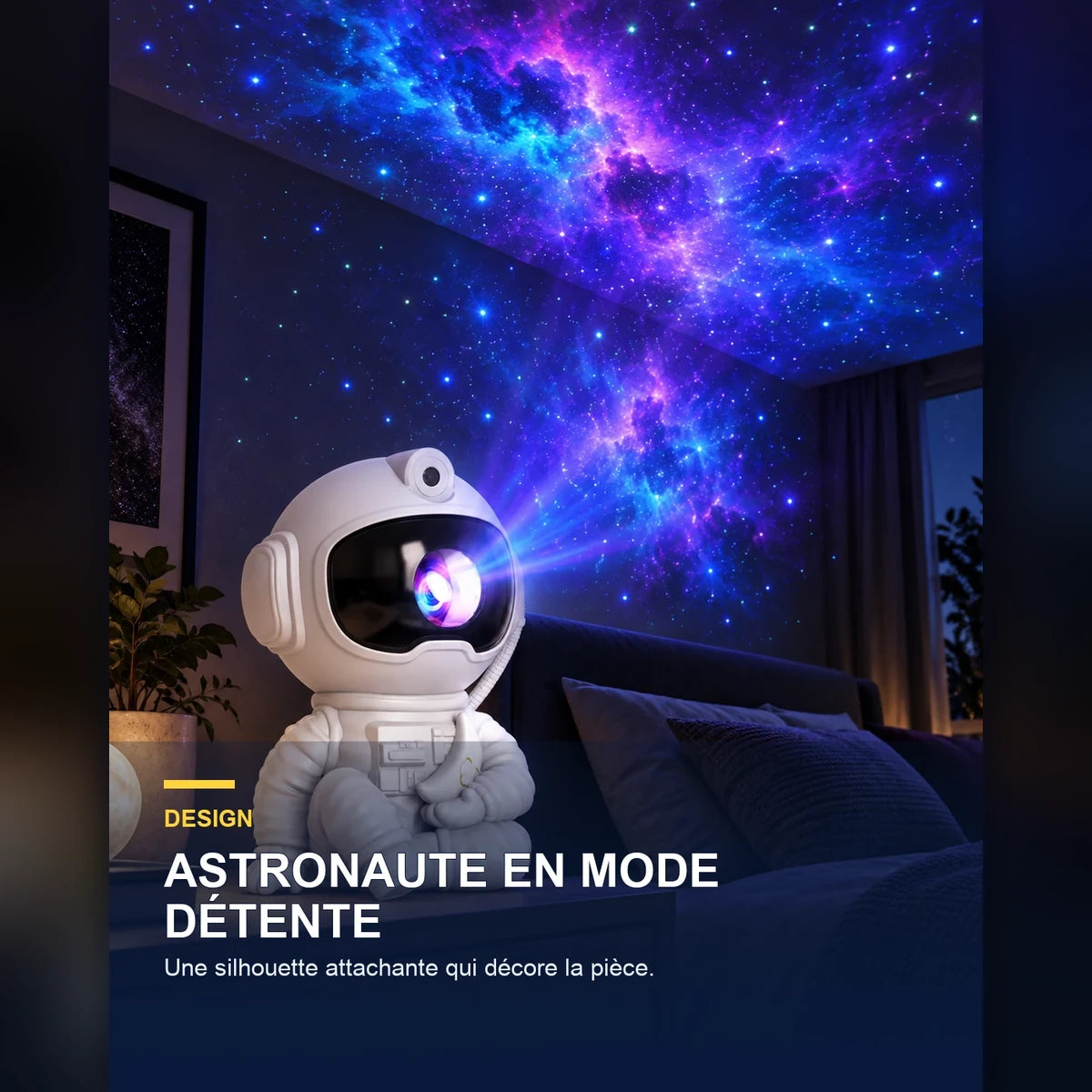 Projecteur ciel étoilé astronaute assis – Orbit Lounge — fonctionnalité 2