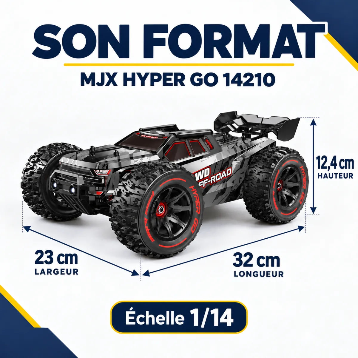 Vortex R14 : 32 cm, 23 cm, 12,4 cm, échelle 1/14