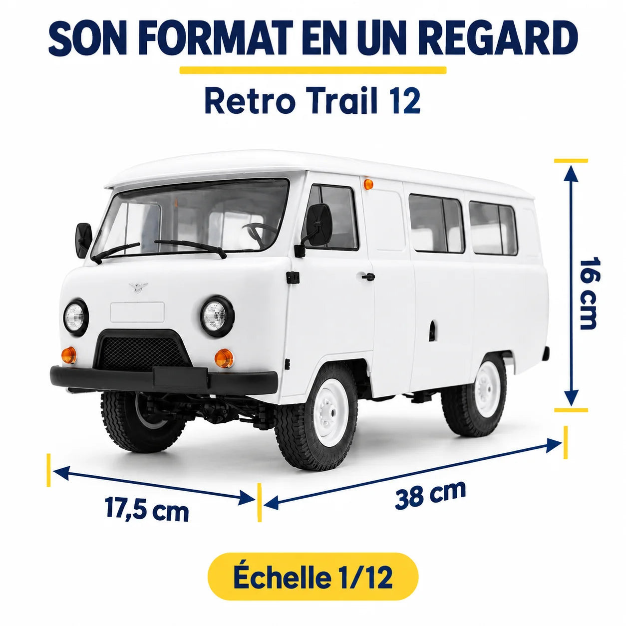 Retro Trail 12 : 38 cm, 17,5 cm, 16 cm, échelle 1/12