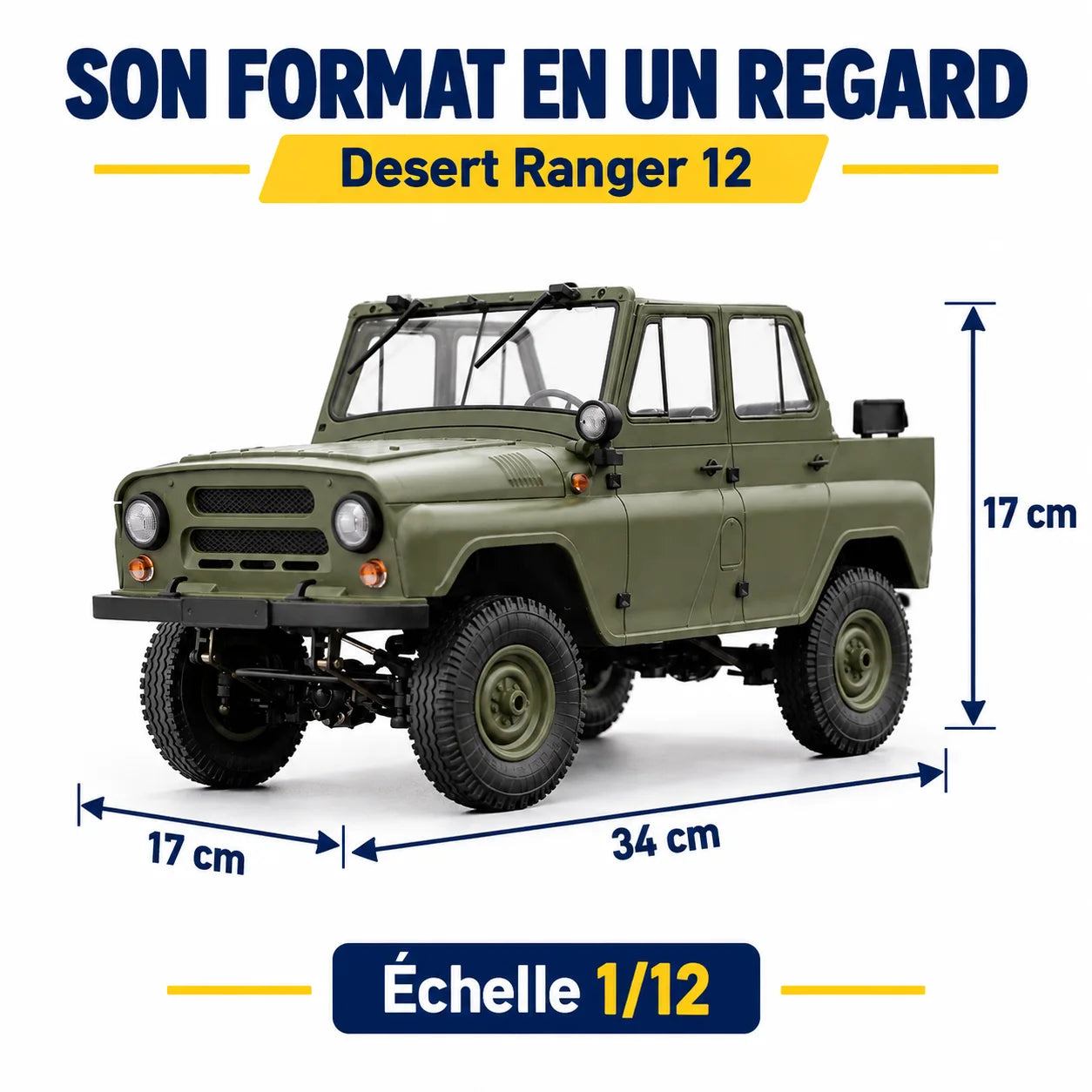 Desert Ranger 12 : 34 cm, 17 cm, 17 cm, échelle 1/12