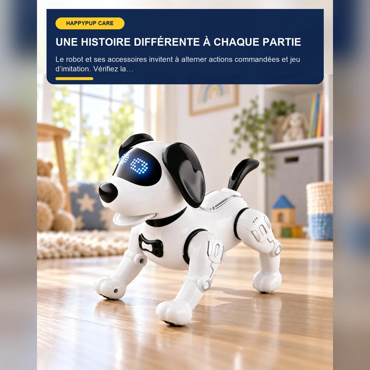 Chien robot interactif avec accessoires – HappyPup Care — fonctionnalité 2