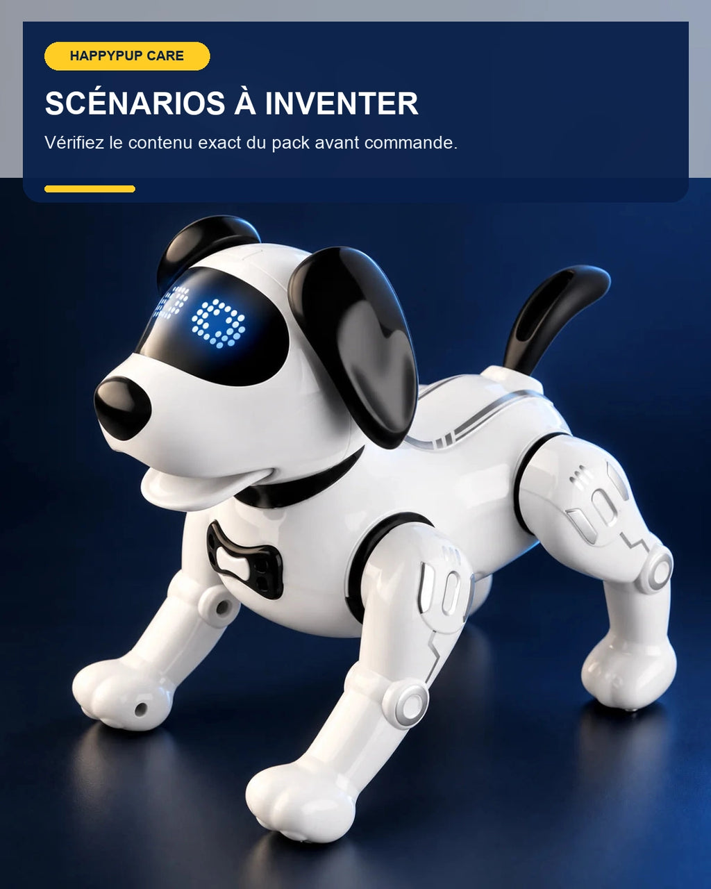 Chien robot interactif avec accessoires – HappyPup Care – fonctionnalité 3 – Gift Mello