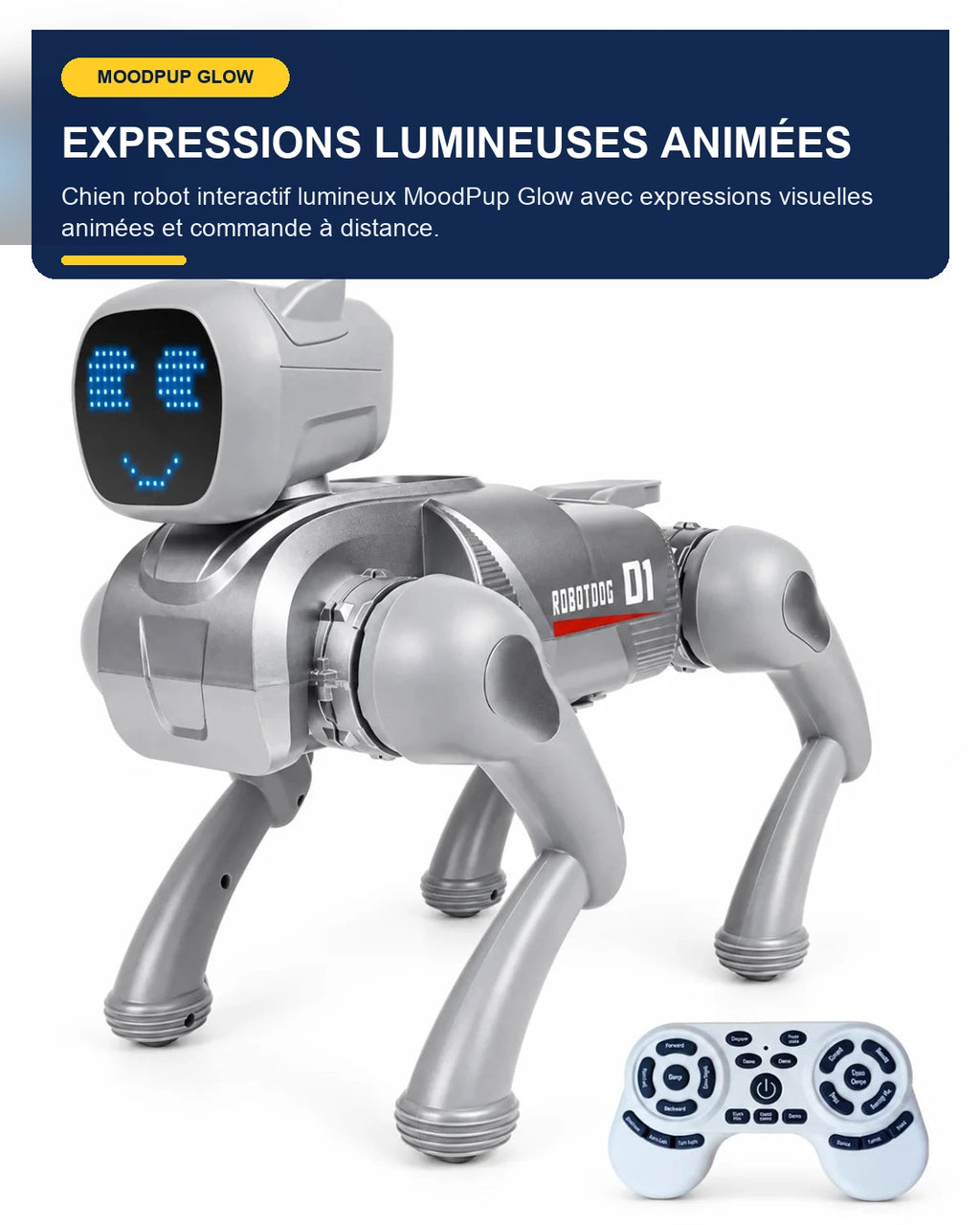 Chien robot interactif lumineux – MoodPup Glow – fonctionnalité 1 – Gift Mello