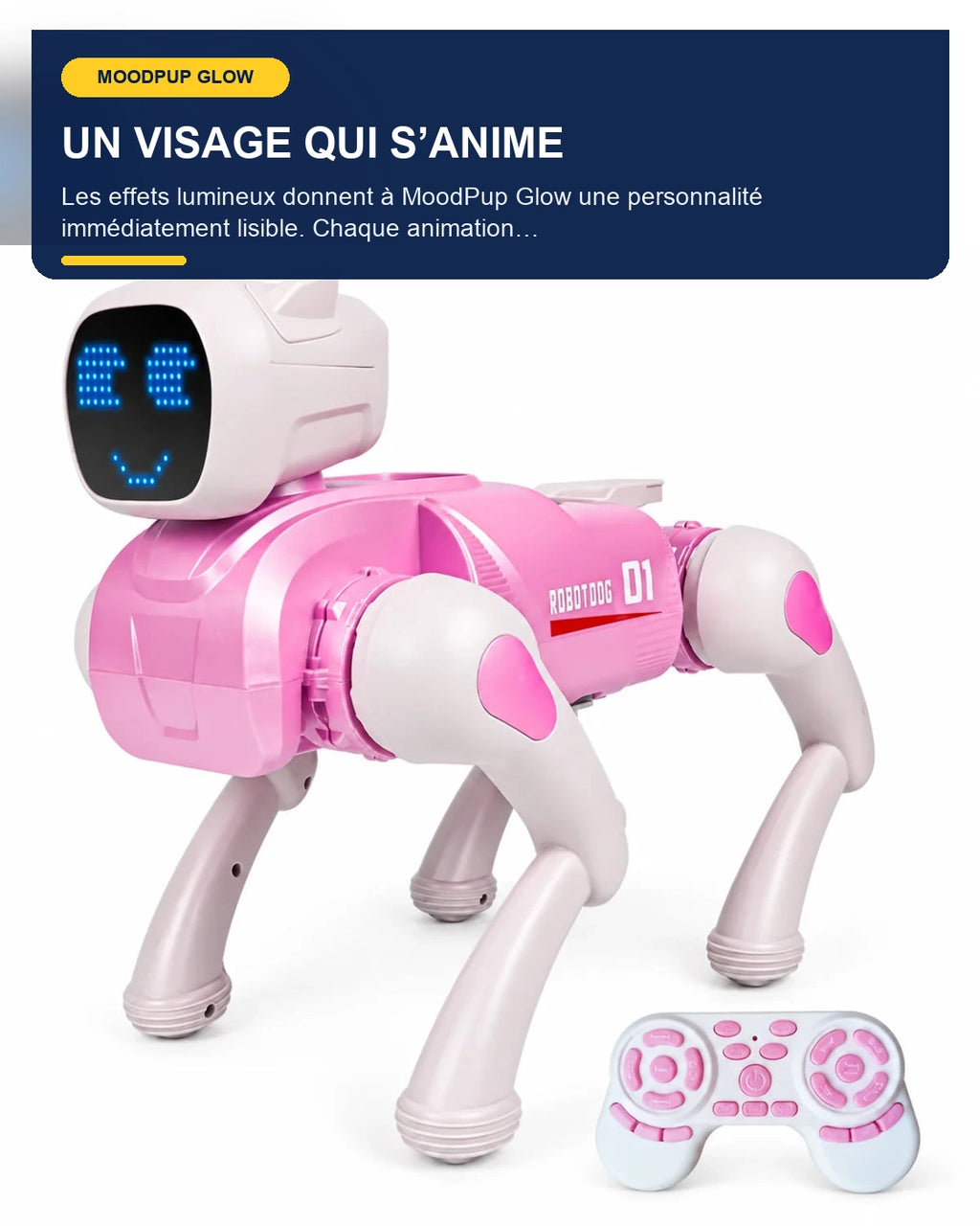 Chien robot interactif lumineux – MoodPup Glow – fonctionnalité 4 – Gift Mello