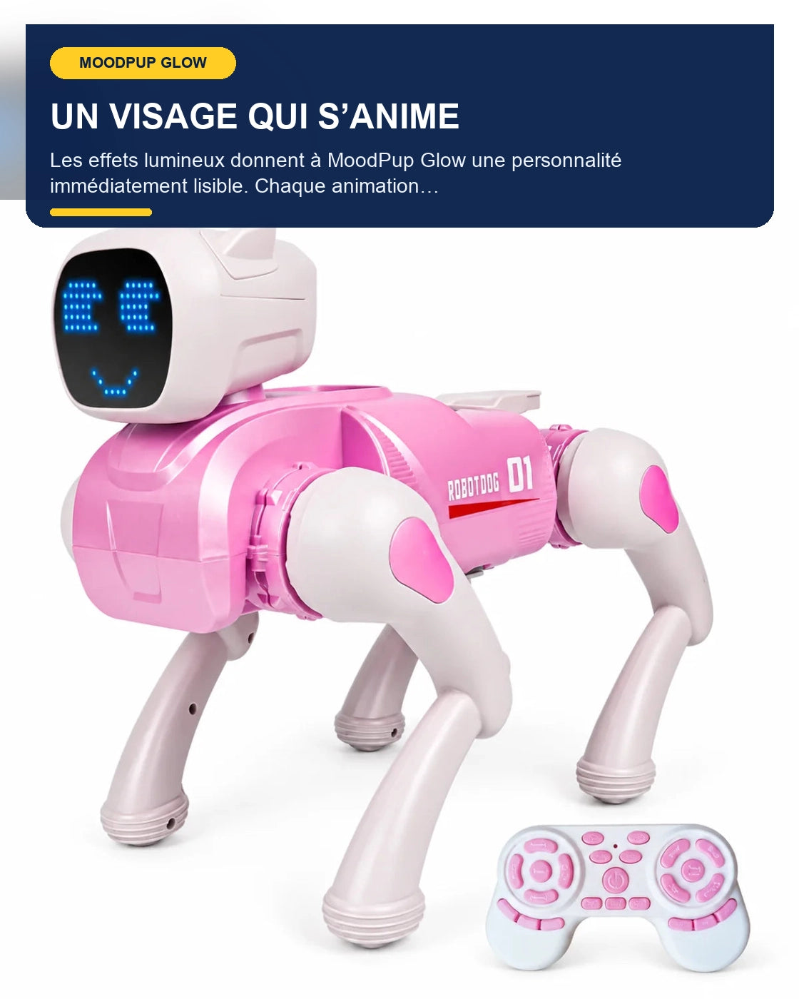 Chien robot interactif lumineux – MoodPup Glow – fonctionnalité 4 – Gift Mello
