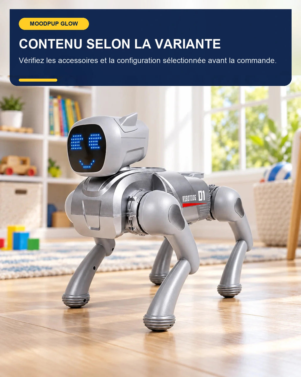 Chien robot interactif lumineux – MoodPup Glow – fonctionnalité 6 – Gift Mello