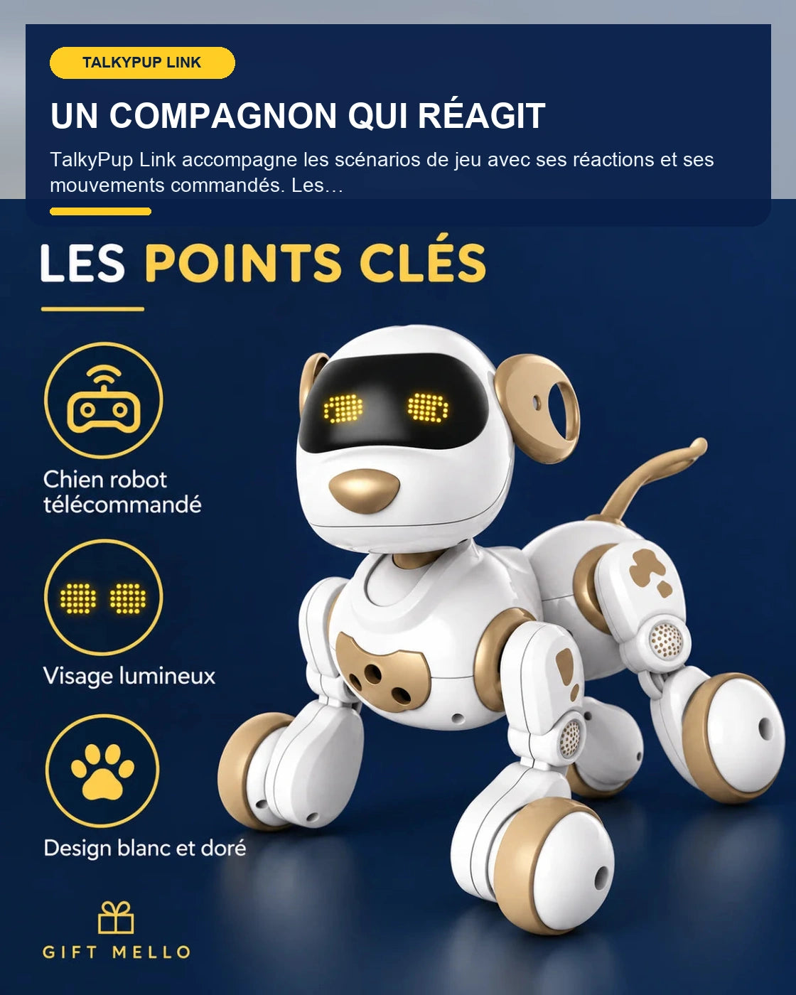 Chien robot interactif télécommandé – TalkyPup Link – fonctionnalité 4 – Gift Mello