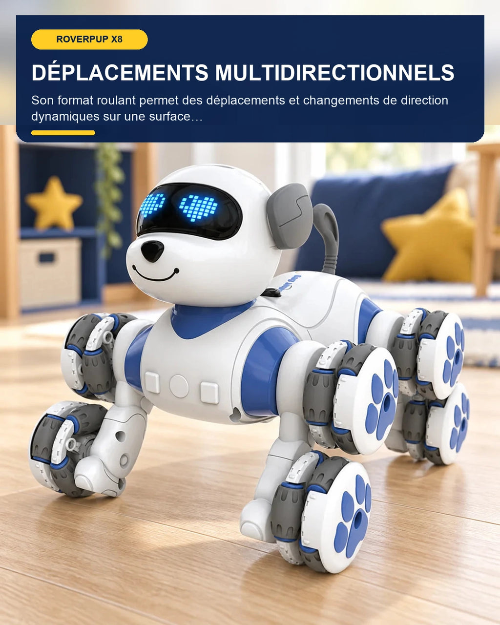 Chien robot télécommandé 8 roues – RoverPup X8 – fonctionnalité 2 – Gift Mello
