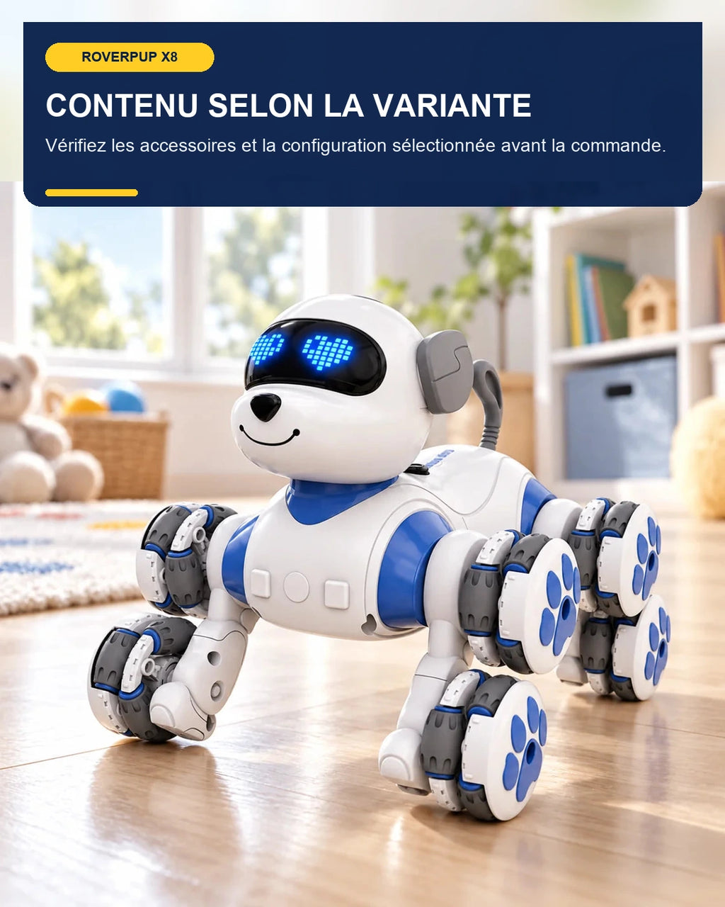 Chien robot télécommandé 8 roues – RoverPup X8 – fonctionnalité 6 – Gift Mello