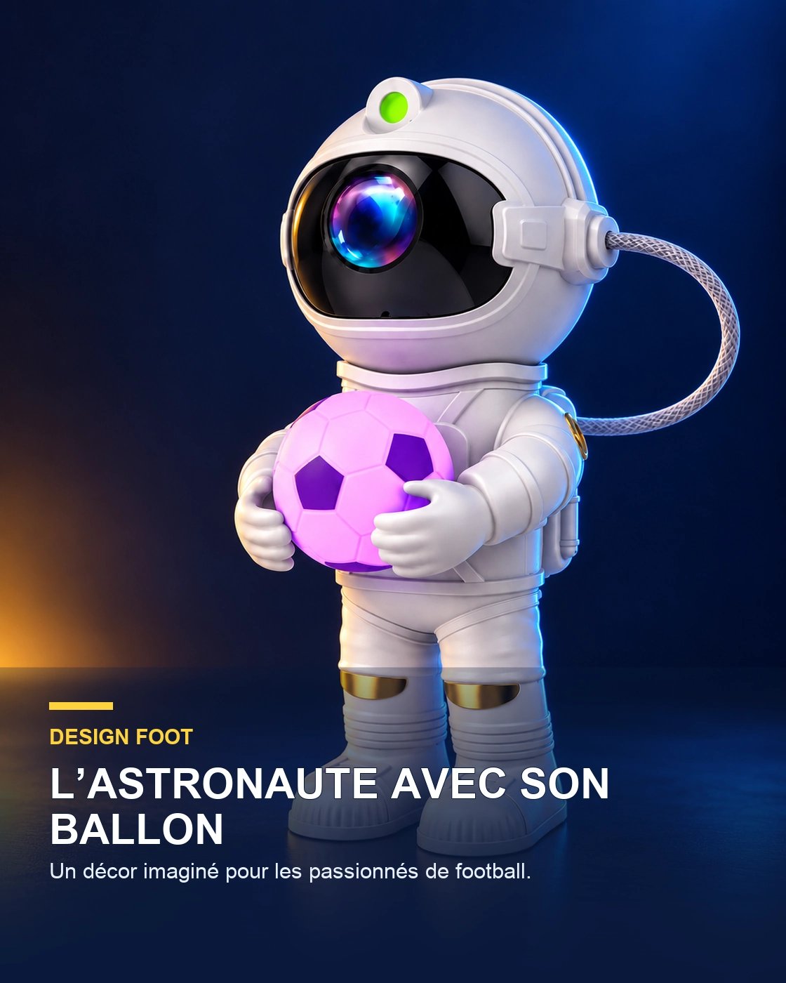 Projecteur ciel étoilé football – Goalaxy — fonction clé — Gift Mello