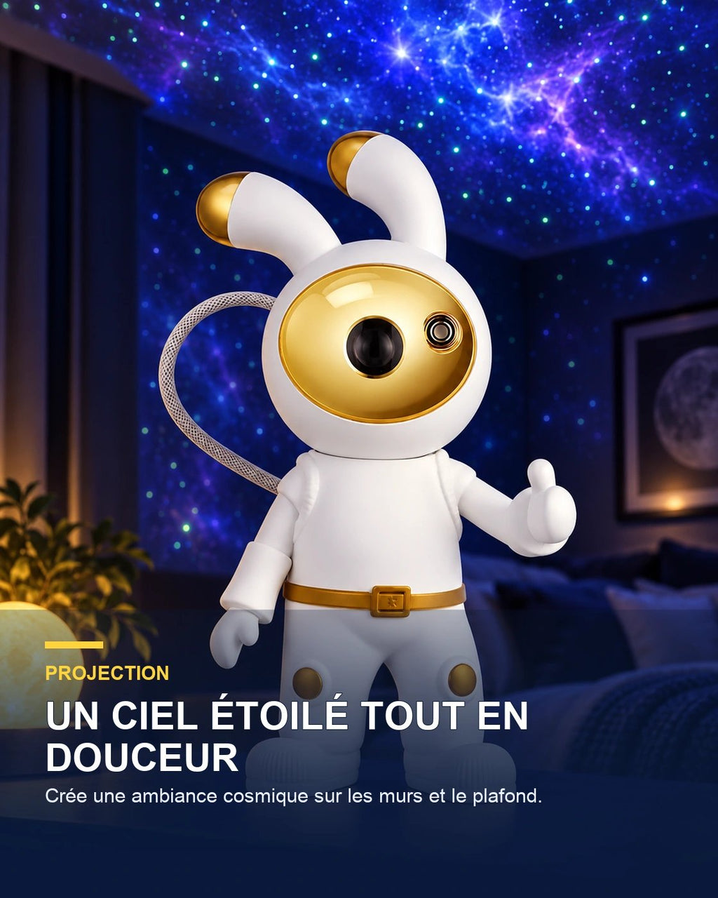 Projecteur ciel étoilé lapin – MoonBunny — bénéfice principal — Gift Mello