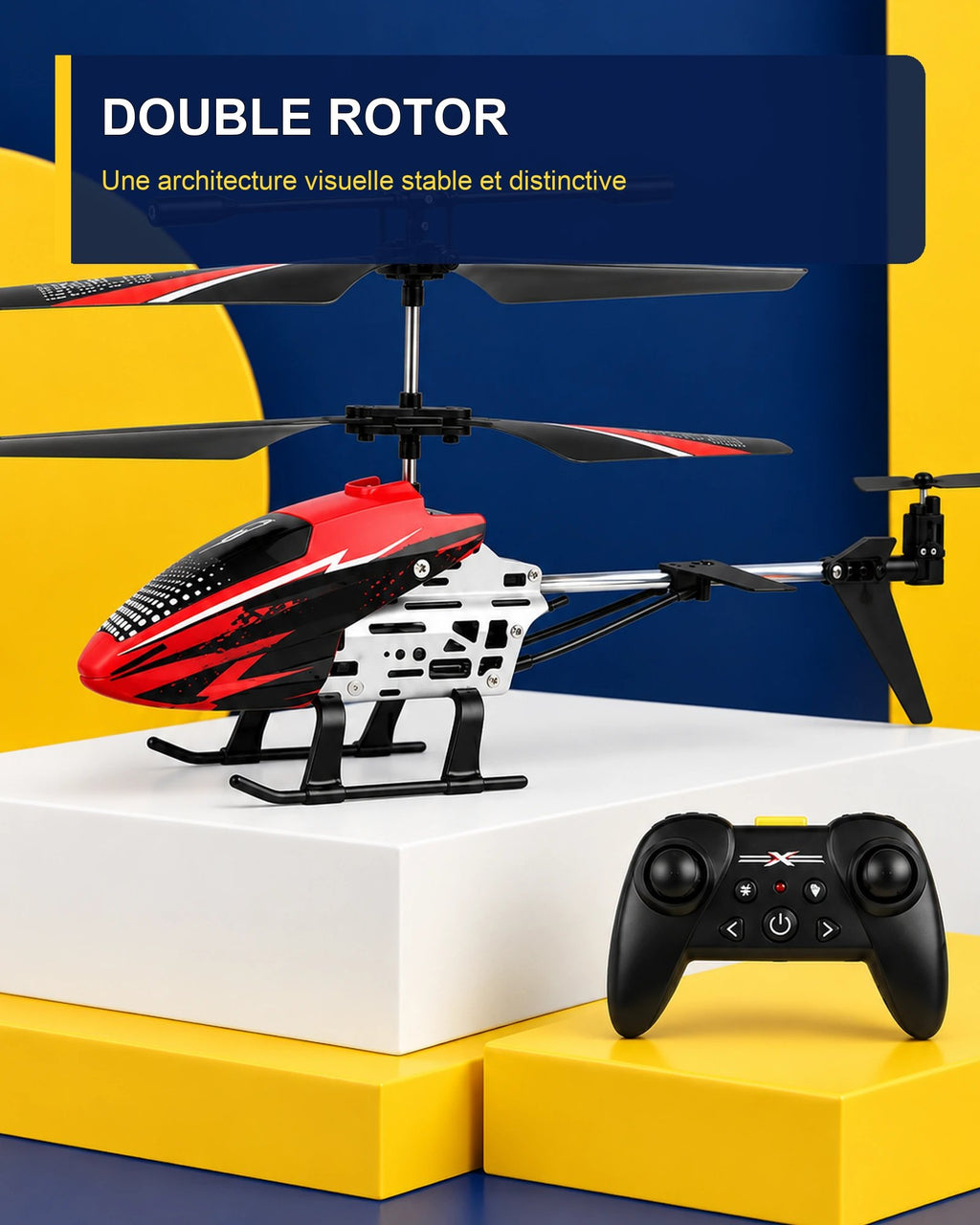 Hélicoptère télécommandé lumineux – Neon Flight J9 – vue détaillée – Gift Mello
