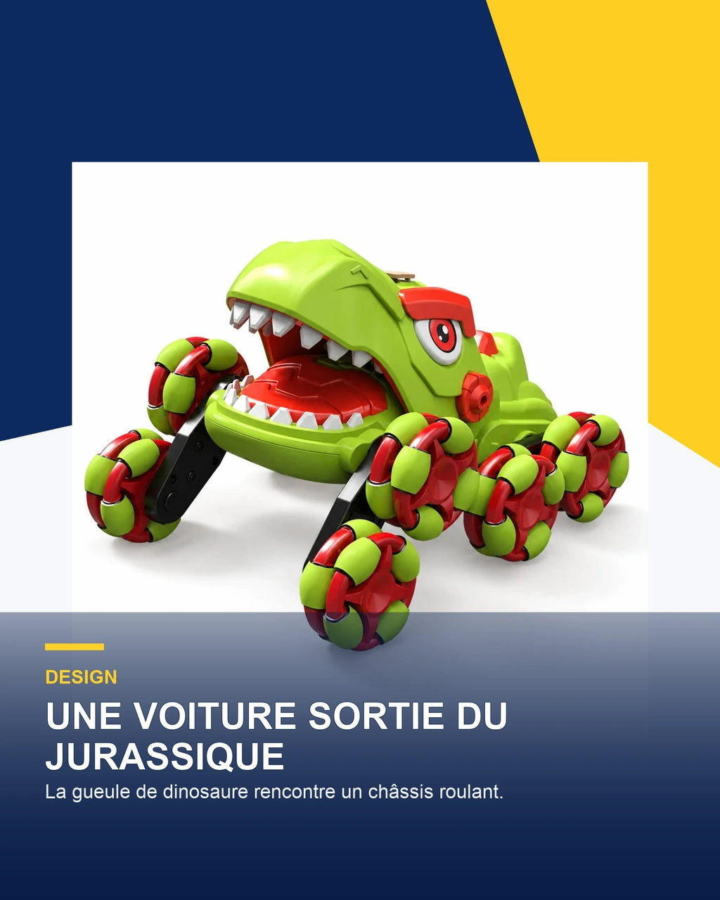 Voiture dinosaure télécommandée 8 roues – DinoRider X8 — caractéristique clé — Gift Mello