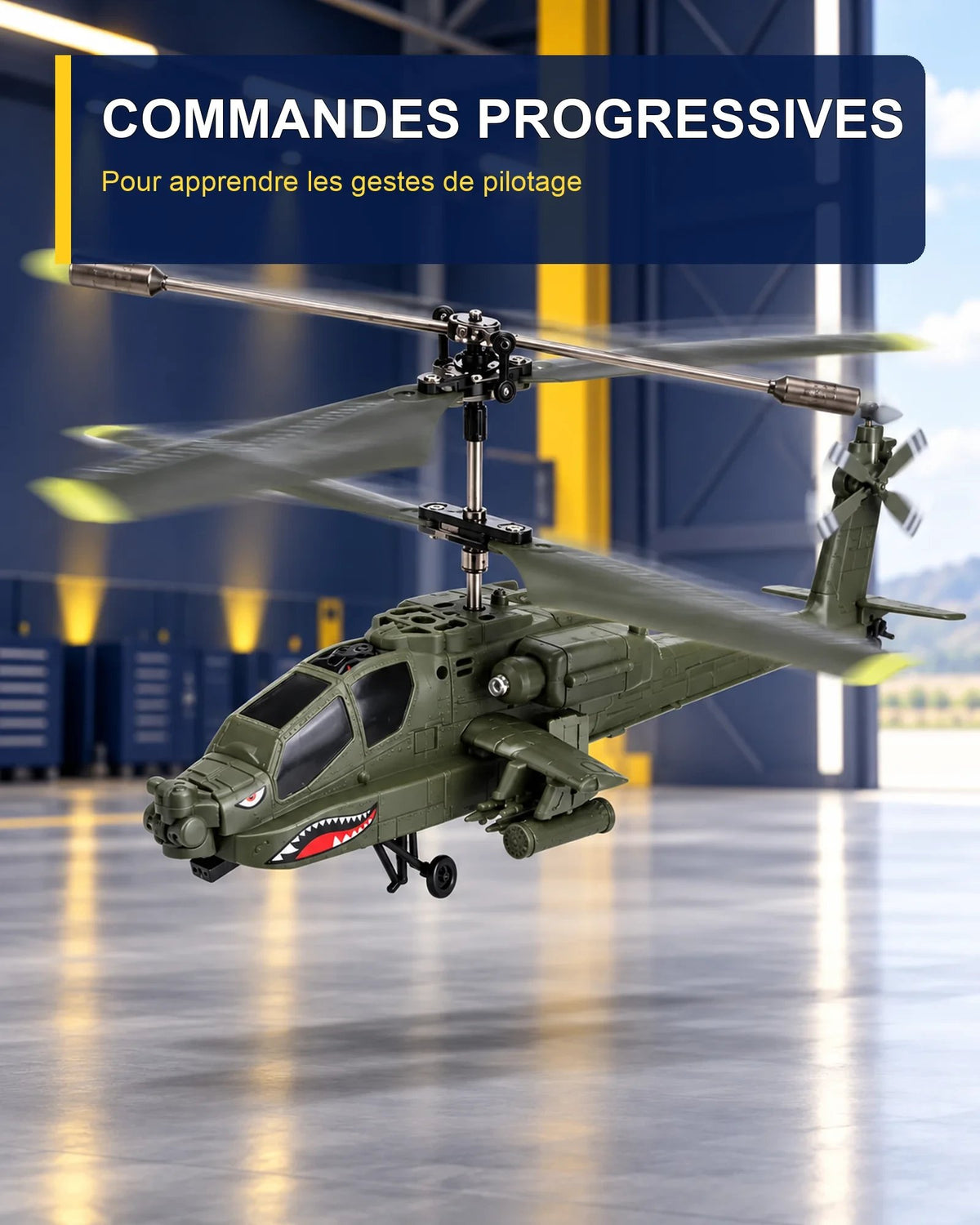 Hélicoptère télécommandé Apache – Storm G9 – vol en intérieur – Gift Mello