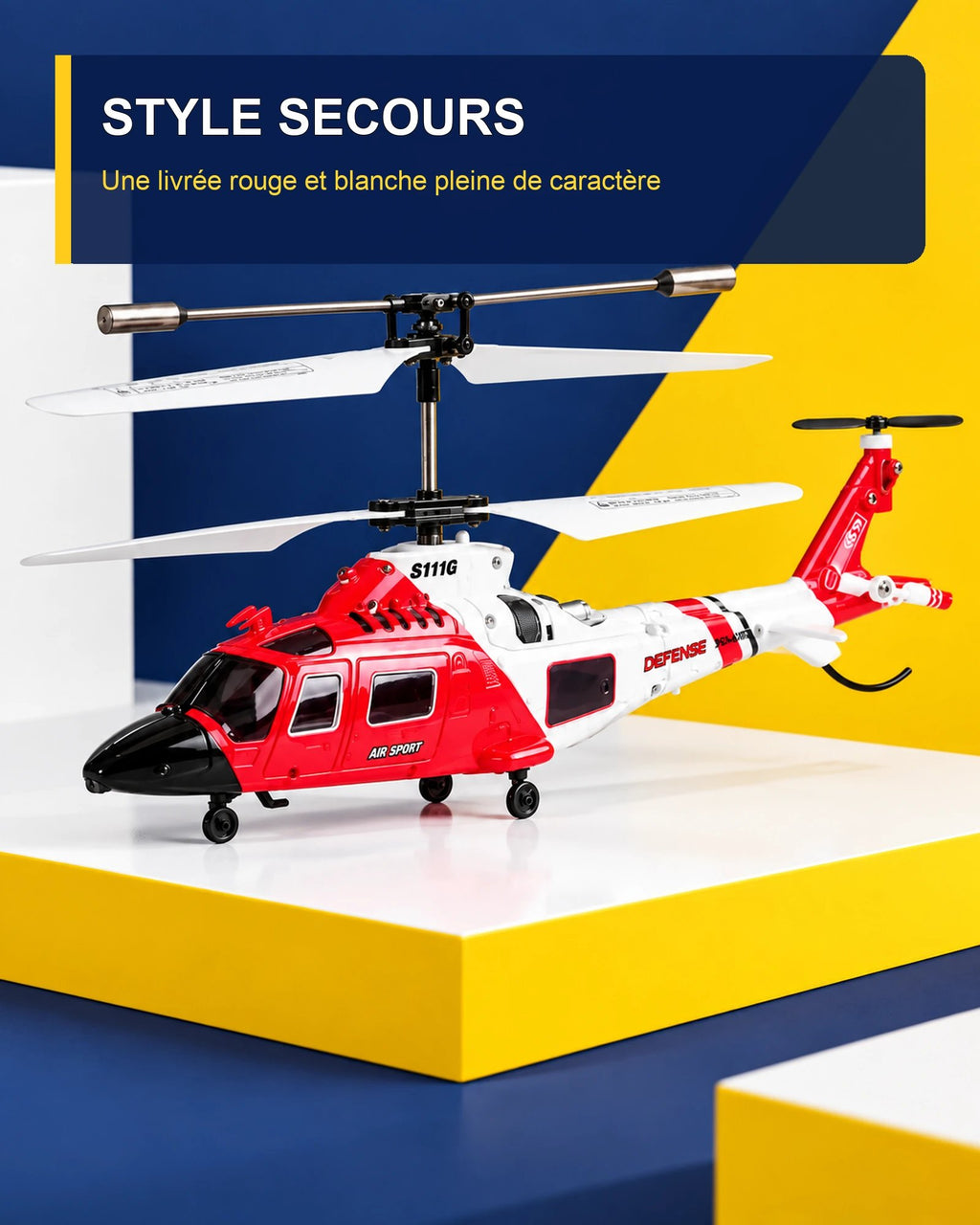 Hélicoptère télécommandé de secours – Coast Rescue G11 – vue studio – Gift Mello