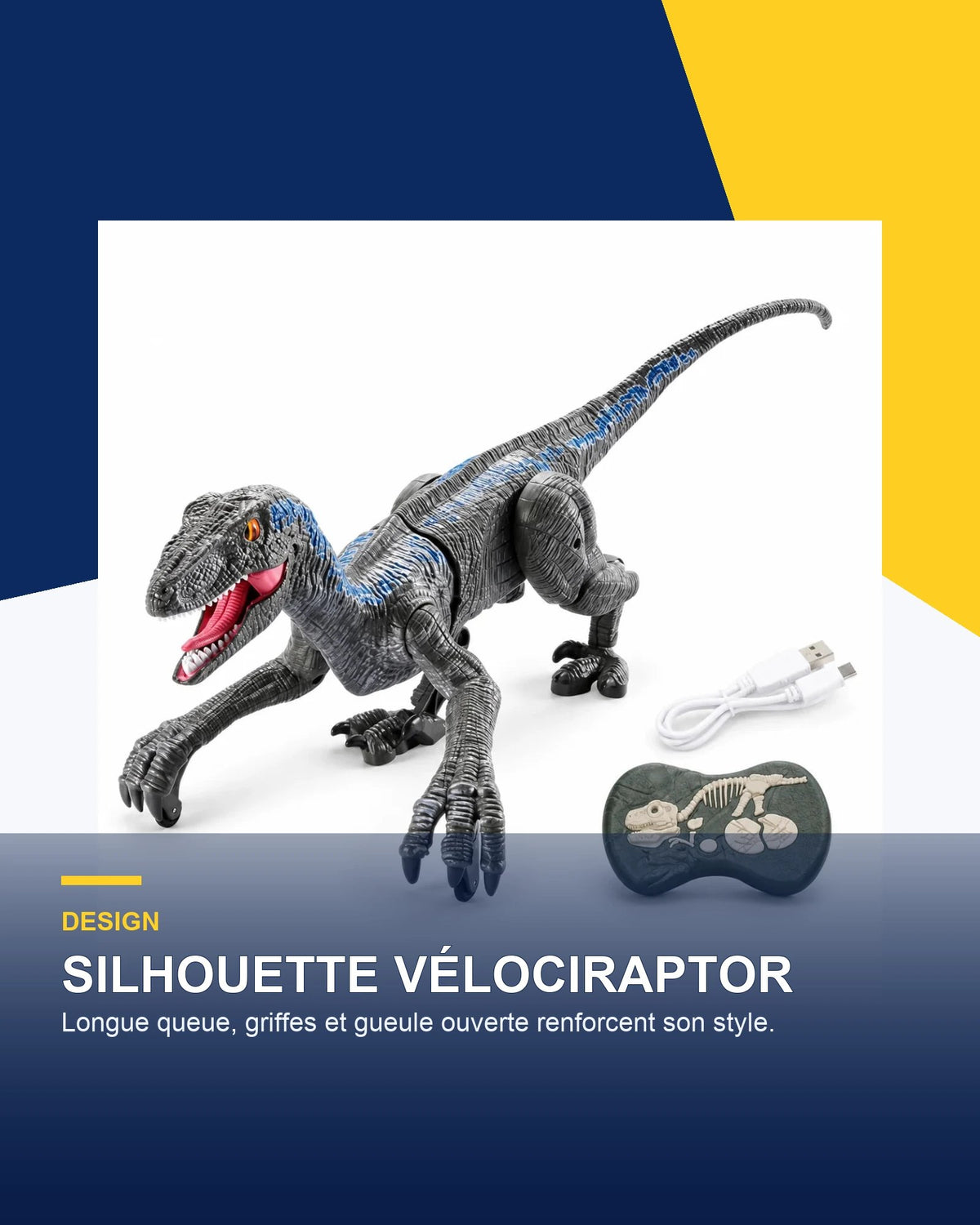 Vélociraptor télécommandé 44 cm – Raptor Strike 44 — caractéristique clé — Gift Mello