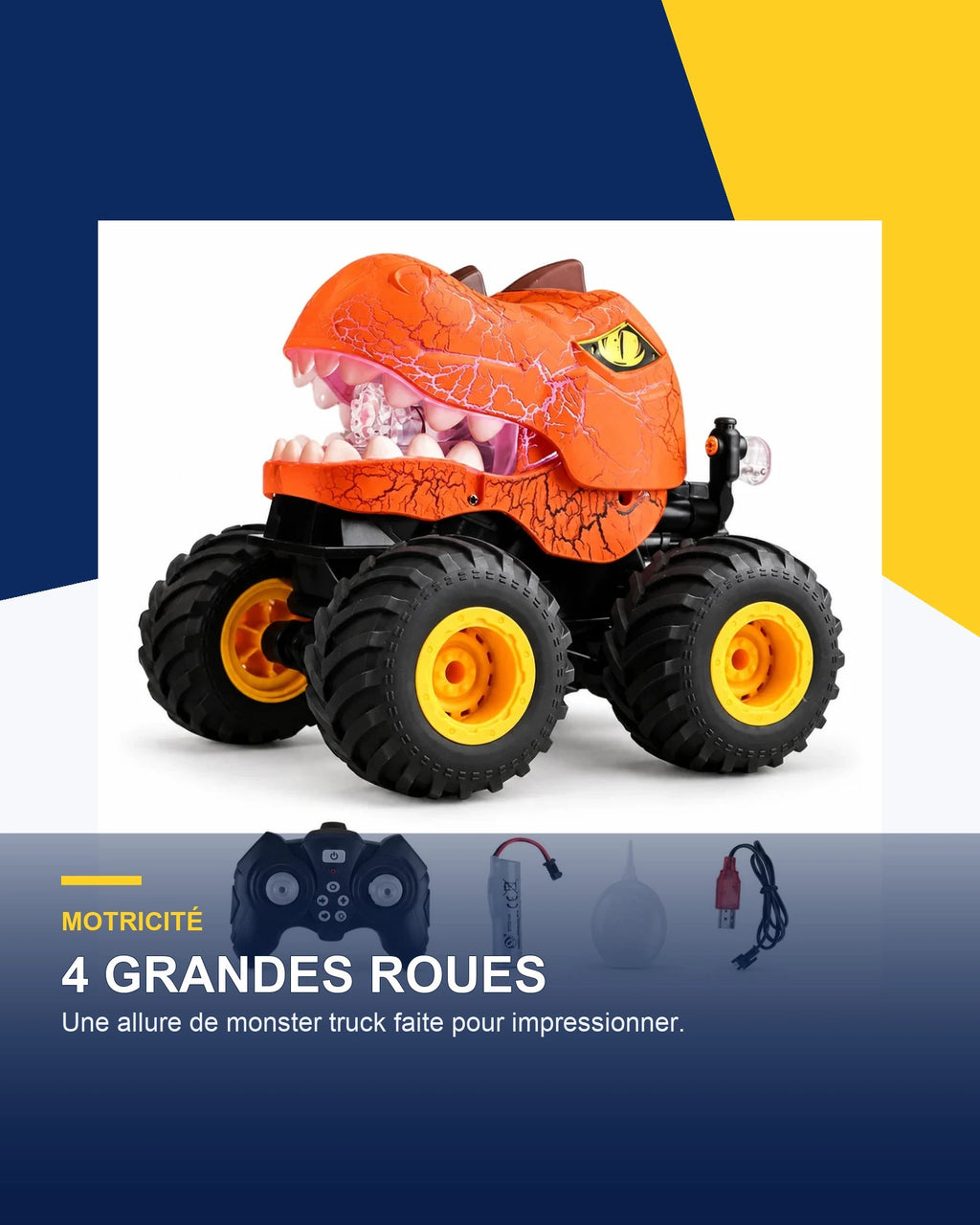 Voiture dinosaure télécommandée – DinoDash One — caractéristique clé — Gift Mello