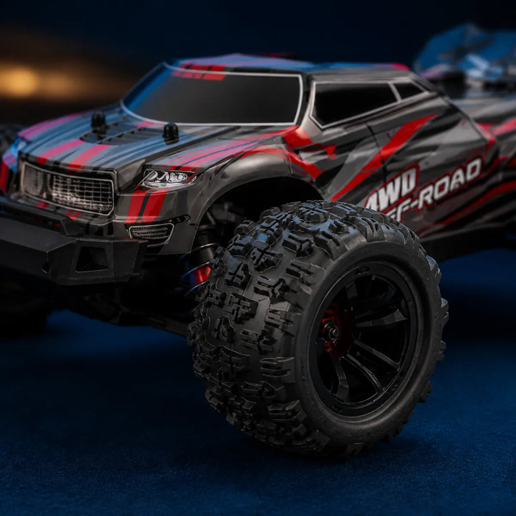 MJX Hyper Go 16210 — voiture RC tout-terrain 1/16 — gros plan de la carrosserie et des pneus — Gift Mello