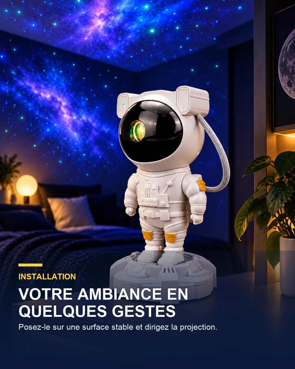 Projecteur ciel étoilé Bluetooth – AstroBeat — mise en place — Gift Mello