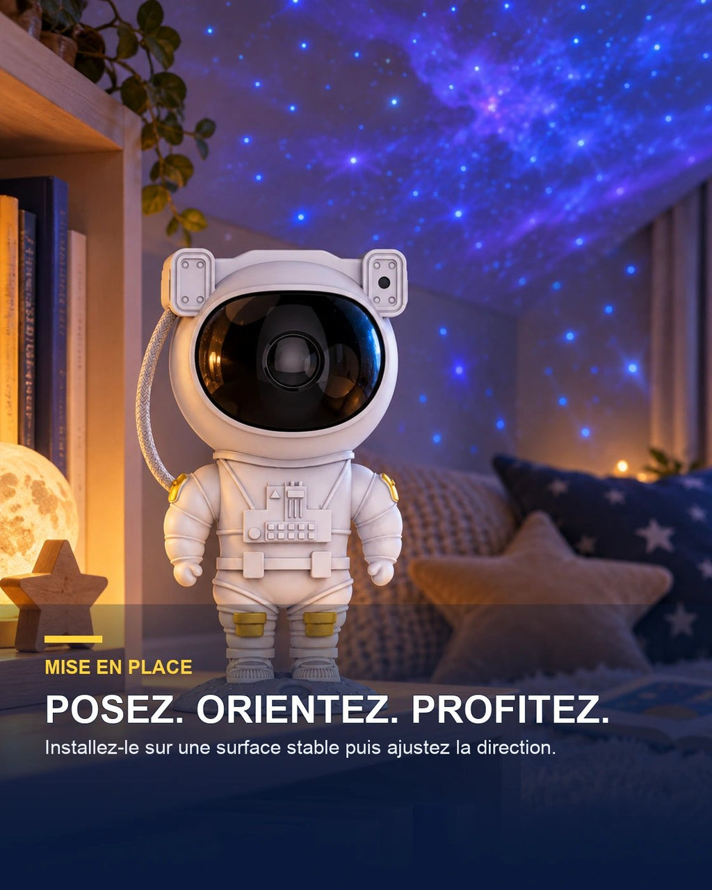 Projecteur ciel étoilé astronaute – Nova Nomad — mise en place — Gift Mello