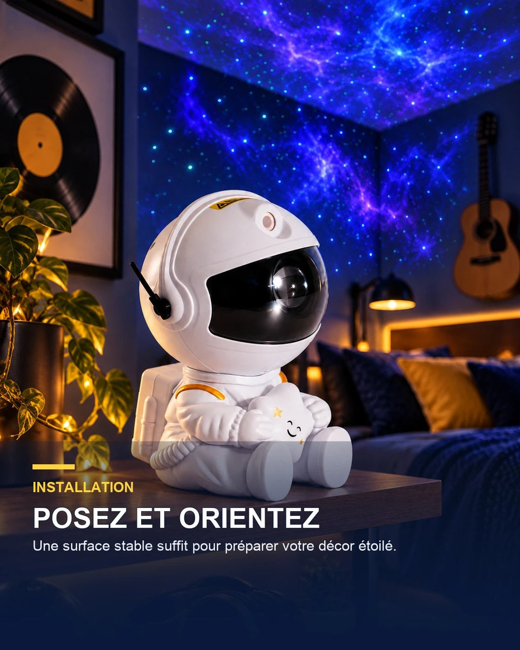 Projecteur ciel étoilé décoratif – StarRiff — mise en place — Gift Mello