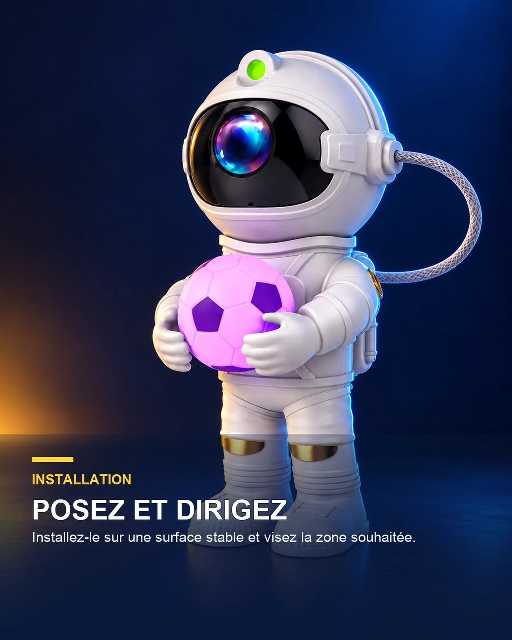 Projecteur ciel étoilé football – Goalaxy — mise en place — Gift Mello