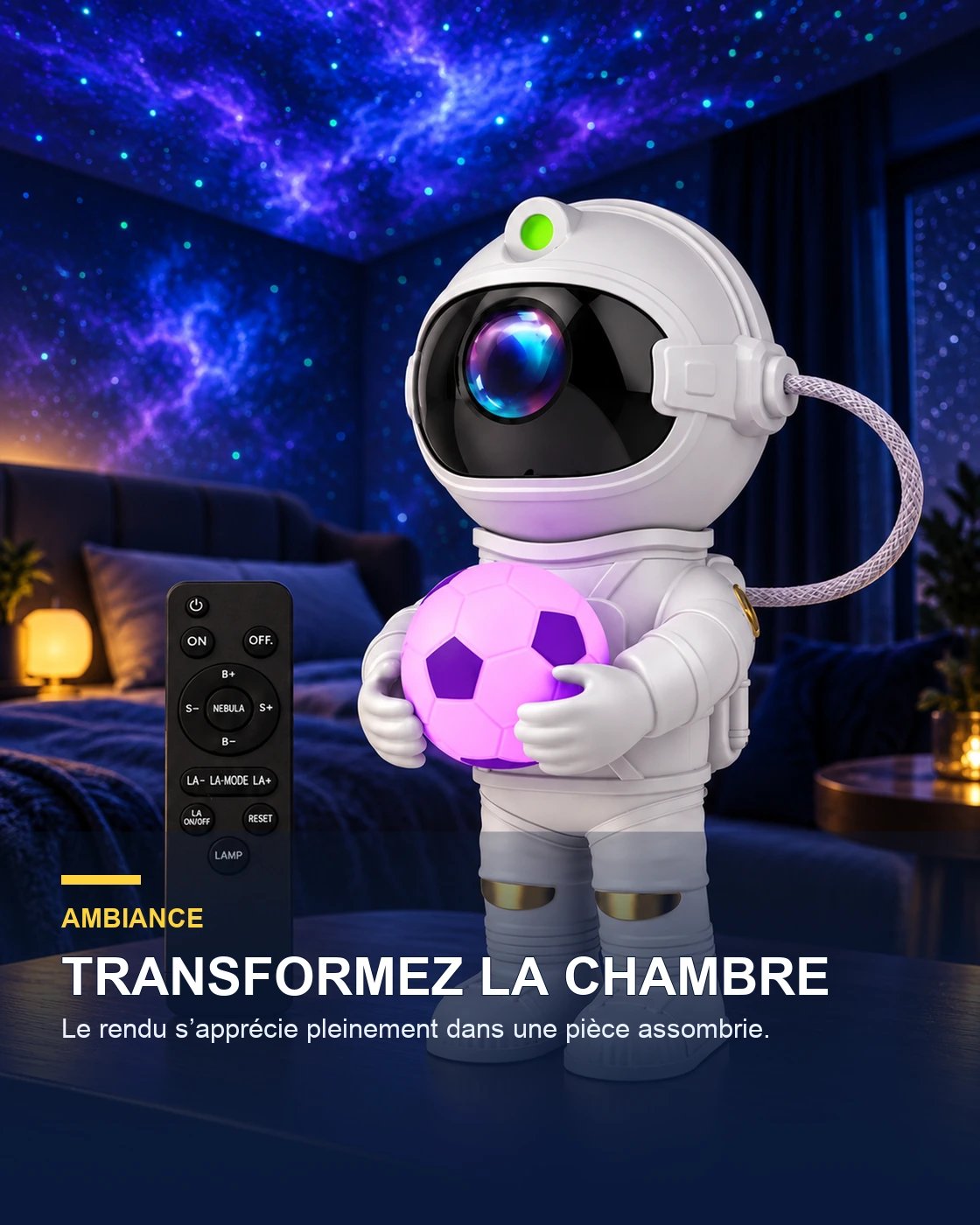 Projecteur ciel étoilé football – Goalaxy — ambiance — Gift Mello