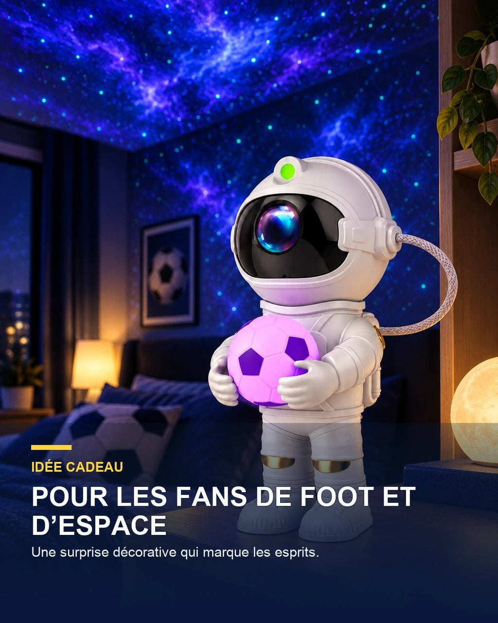 Projecteur ciel étoilé football – Goalaxy — idée cadeau — Gift Mello