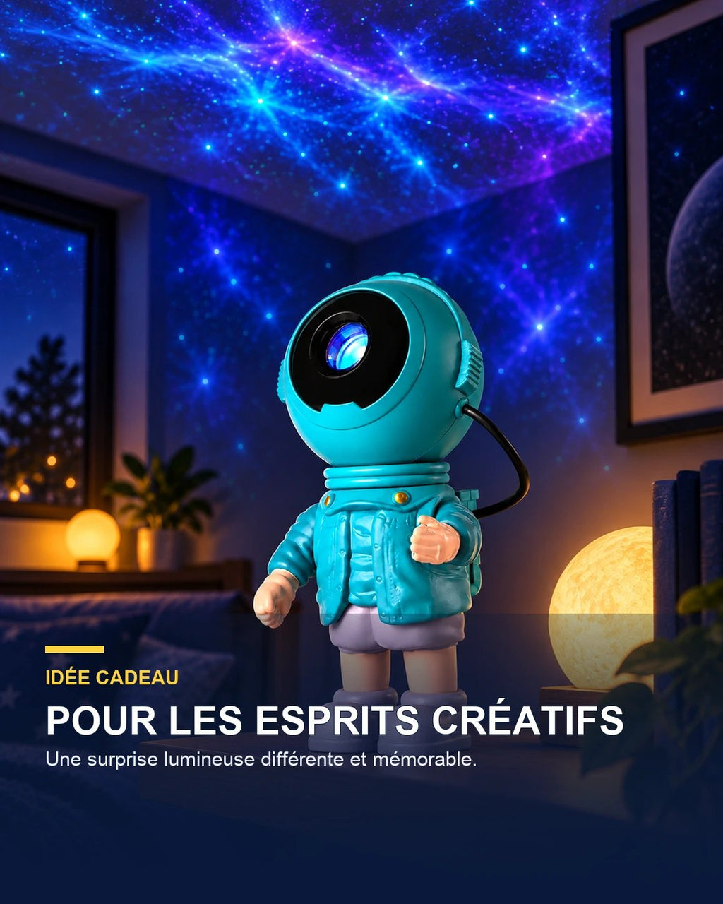 Projecteur ciel étoilé à motifs – CosmoMint — idée cadeau — Gift Mello