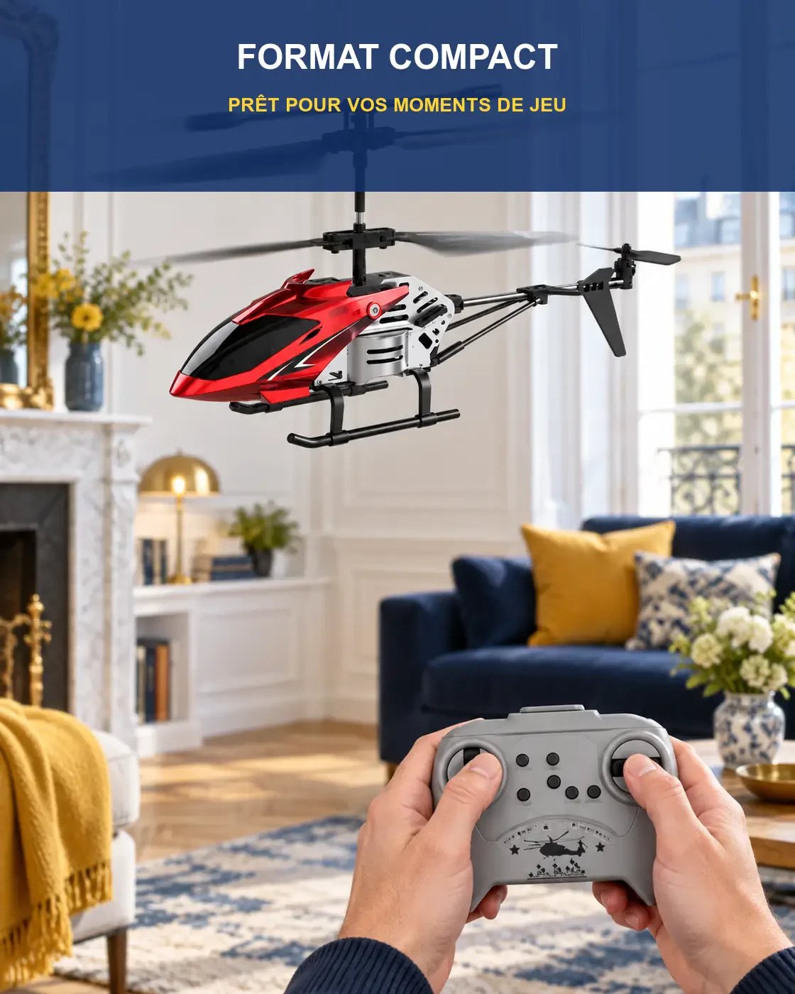 Hélicoptère télécommandé lumineux – Aurora Spin J6 — Format compact — Gift Mello