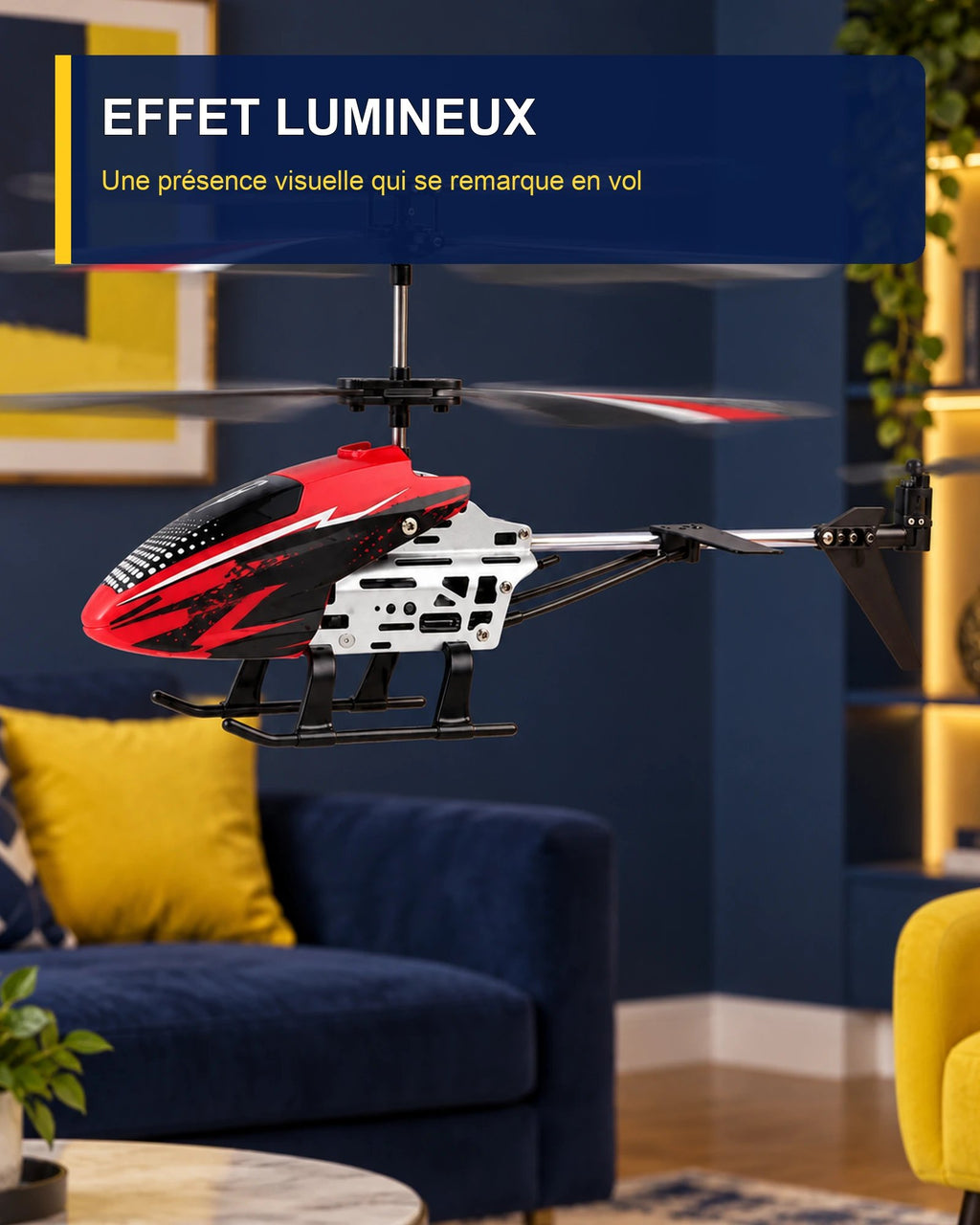 Hélicoptère télécommandé lumineux – Neon Flight J9 – mise en situation – Gift Mello