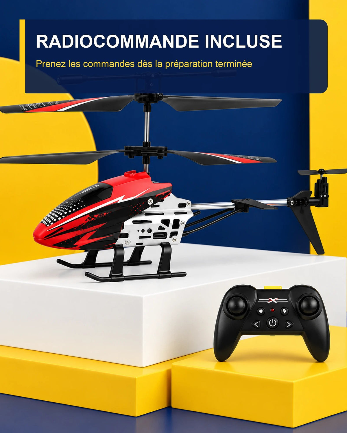Hélicoptère télécommandé lumineux – Neon Flight J9 – angle arrière – Gift Mello