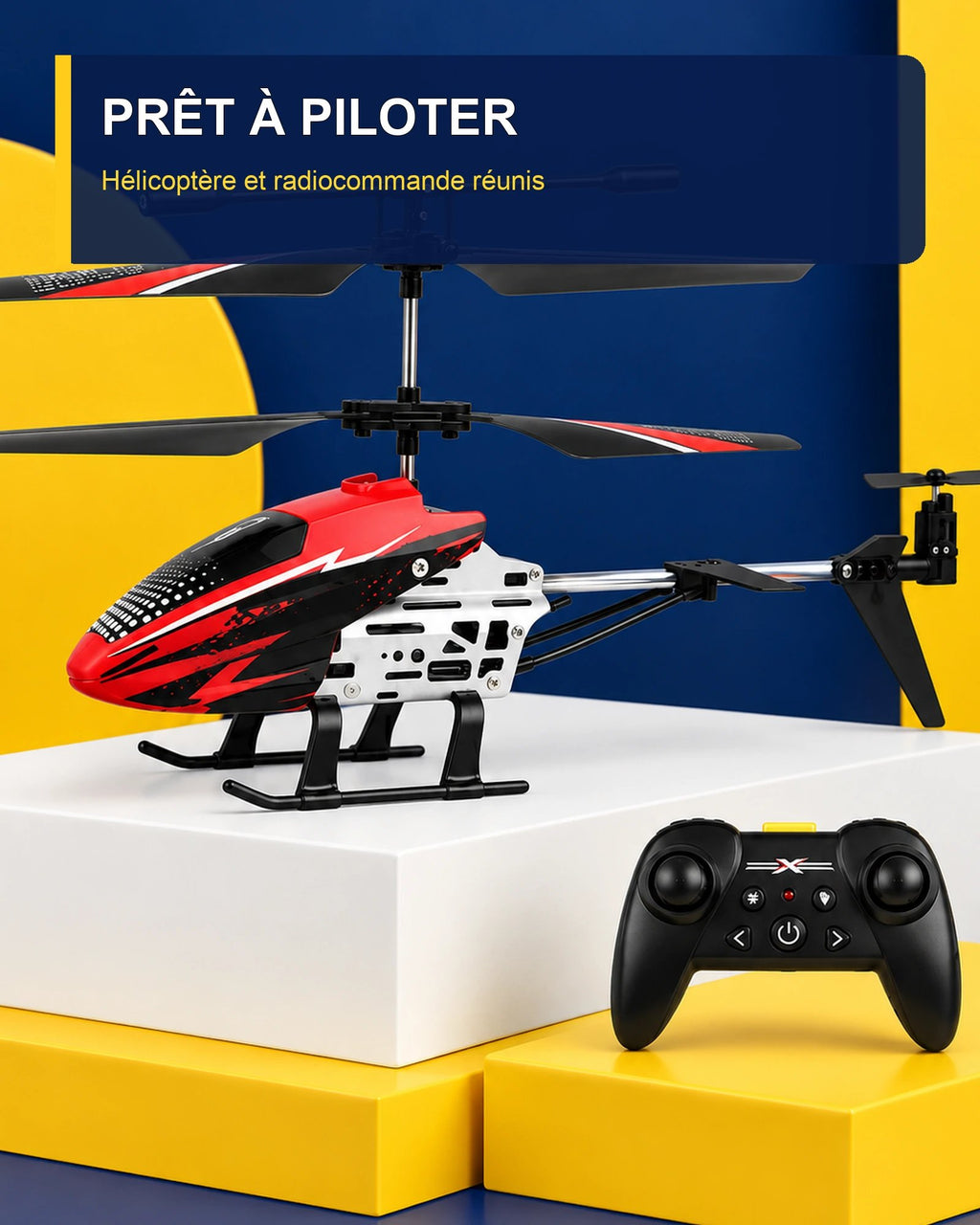 Hélicoptère télécommandé lumineux – Neon Flight J9 – contenu du pack – Gift Mello