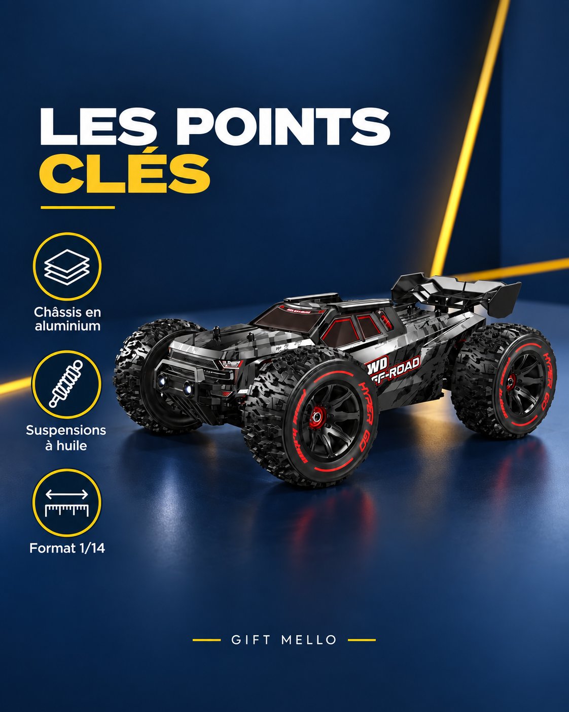 Voiture télécommandée tout-terrain 1/14 – Vortex R14 — caracteristiques — Gift Mello