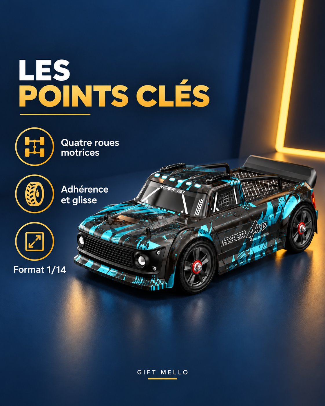 Voiture télécommandée drift 1/14 – Drift Phantom 14 — caracteristiques — Gift Mello