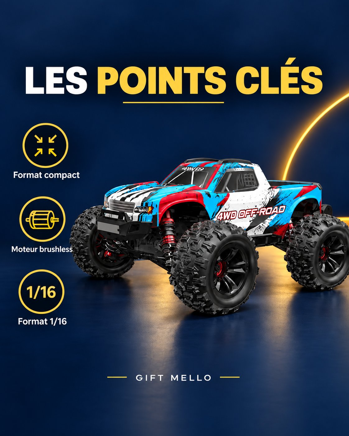 Voiture télécommandée tout-terrain 1/16 – Terra Burst 16 — caracteristiques — Gift Mello