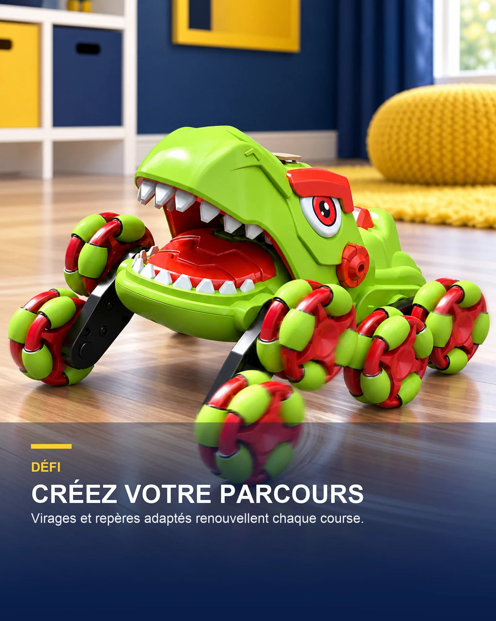 Voiture dinosaure télécommandée 8 roues – DinoRider X8 — mise en situation — Gift Mello
