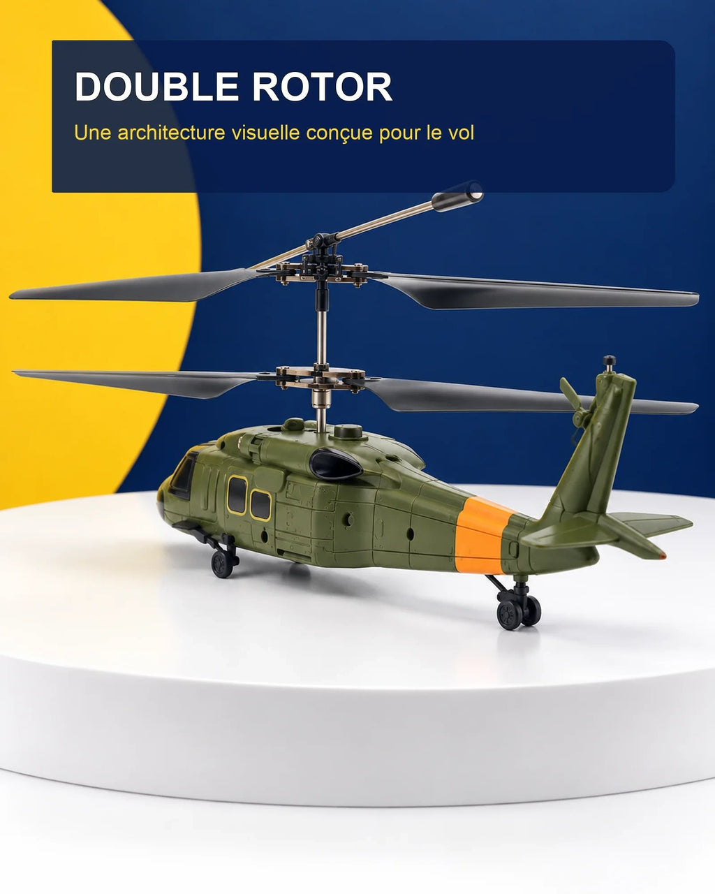 Hélicoptère télécommandé militaire – Desert Hawk H2 – angle arrière – Gift Mello