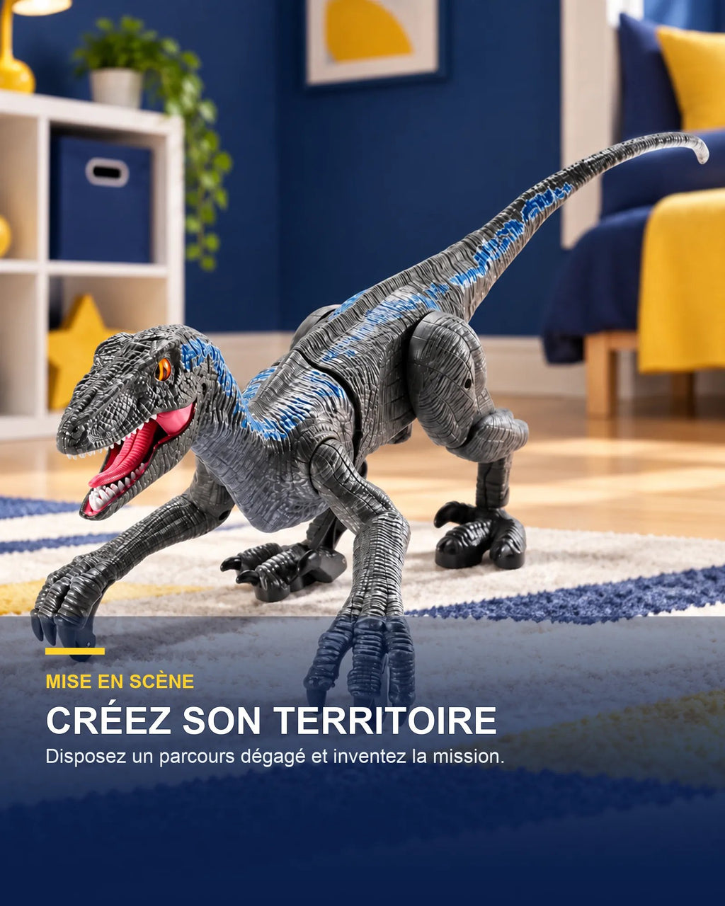 Vélociraptor télécommandé 44 cm – Raptor Strike 44 — mise en situation — Gift Mello