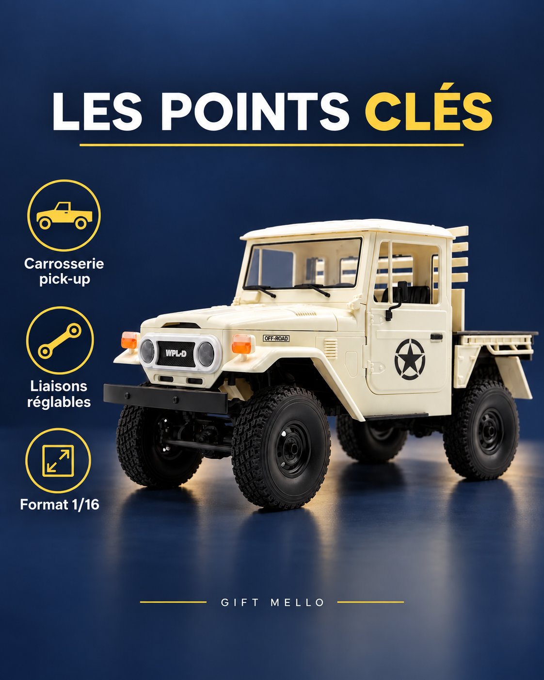 Voiture télécommandée crawler 1/16 – Iron Trail 16 — caracteristiques — Gift Mello