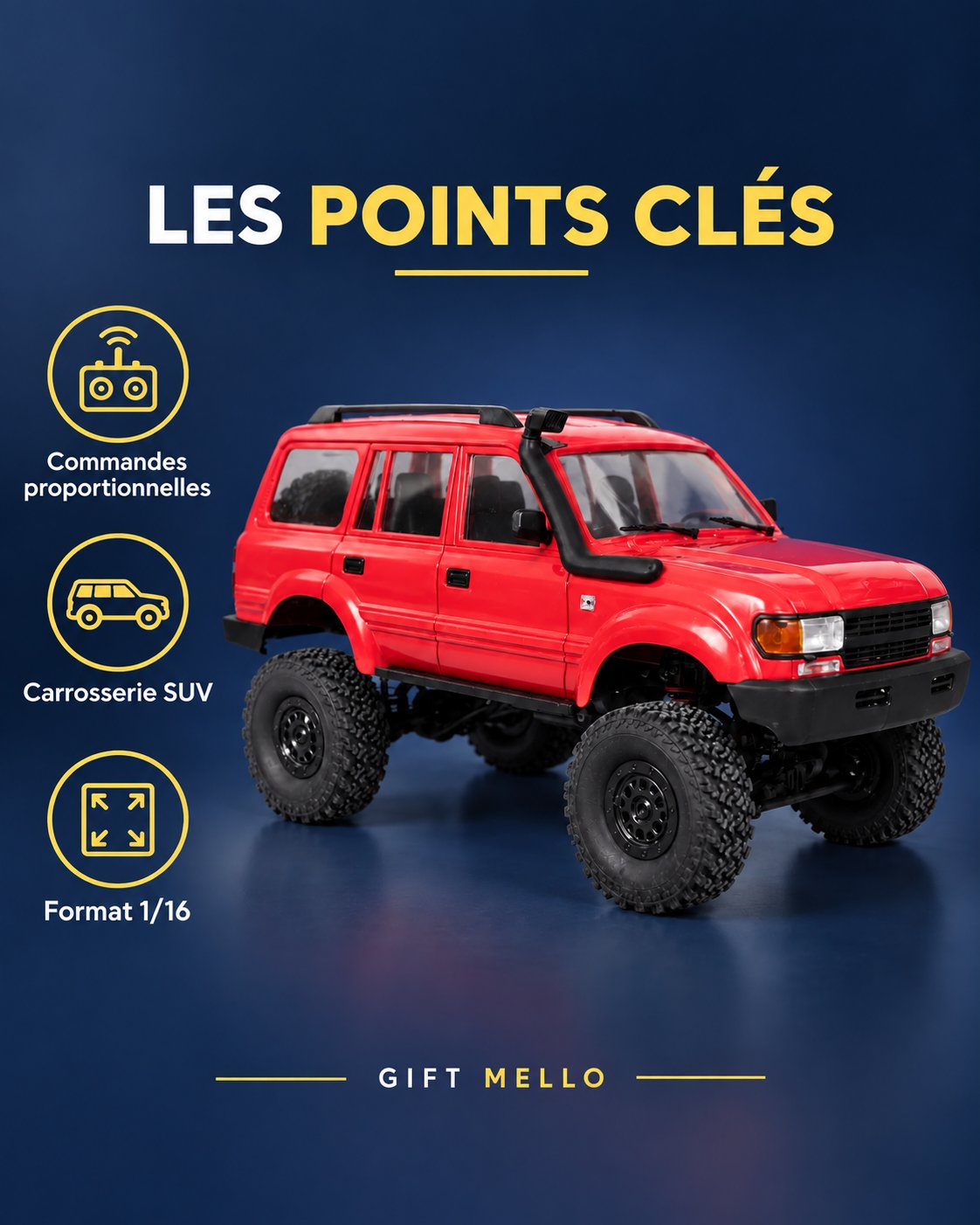 Voiture télécommandée crawler 1/16 – Trail Rover 16 — caracteristiques — Gift Mello