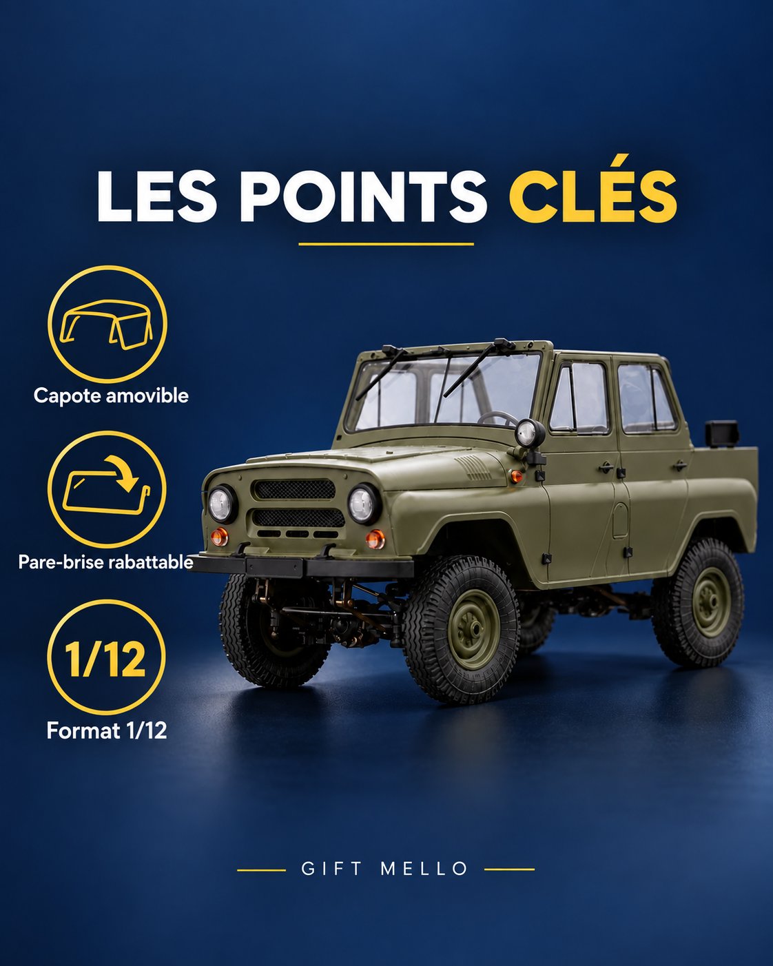 Voiture télécommandée crawler 1/12 – Desert Ranger 12 — caracteristiques — Gift Mello
