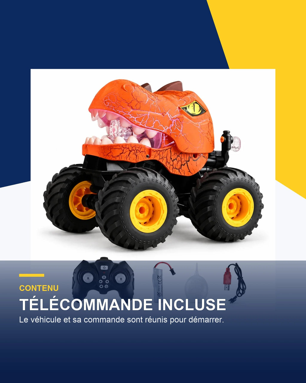 Voiture dinosaure télécommandée – DinoDash One — contenu et imagination — Gift Mello
