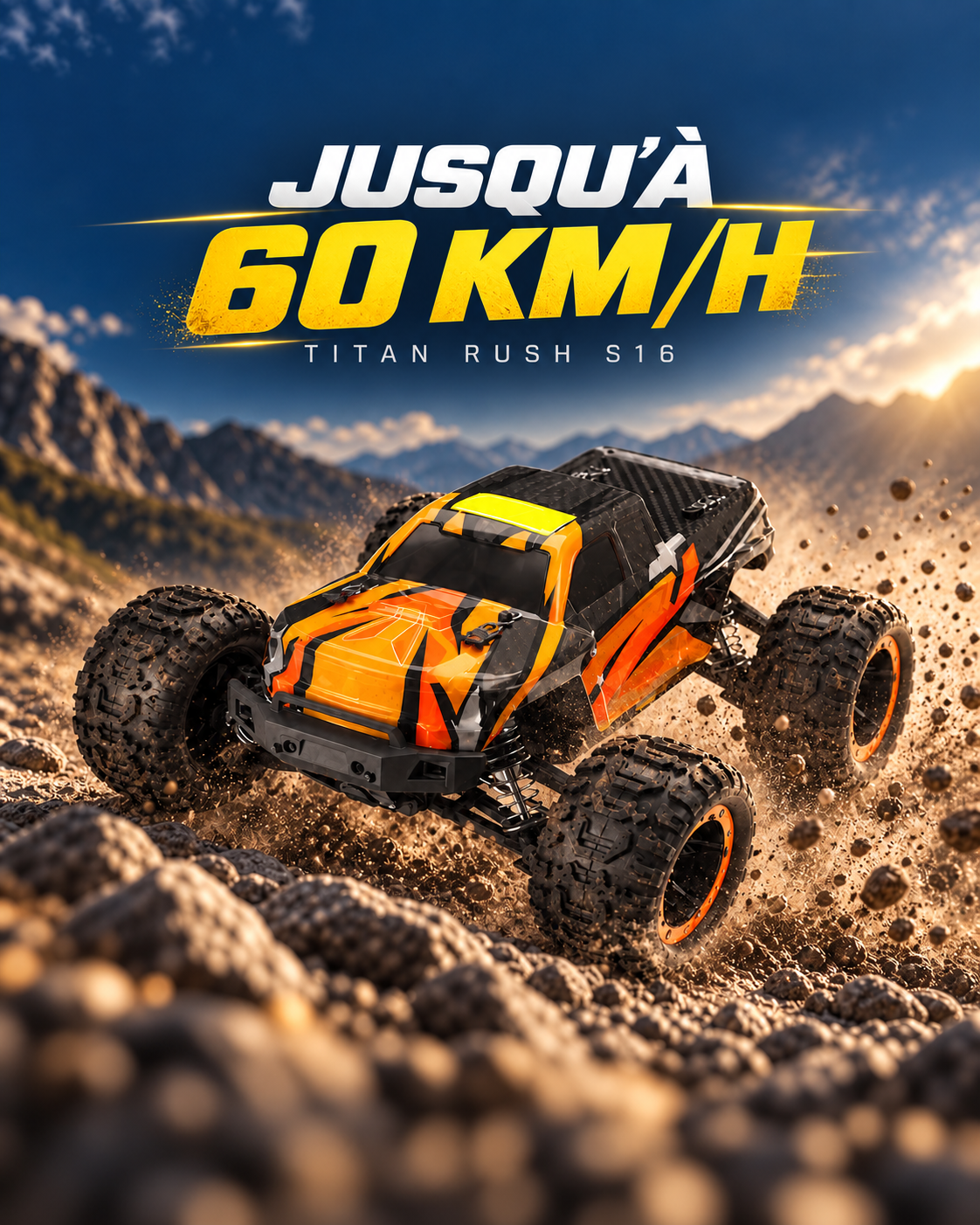 Voiture télécommandée tout-terrain 1/16 – Titan Rush S16 — speed — Gift Mello