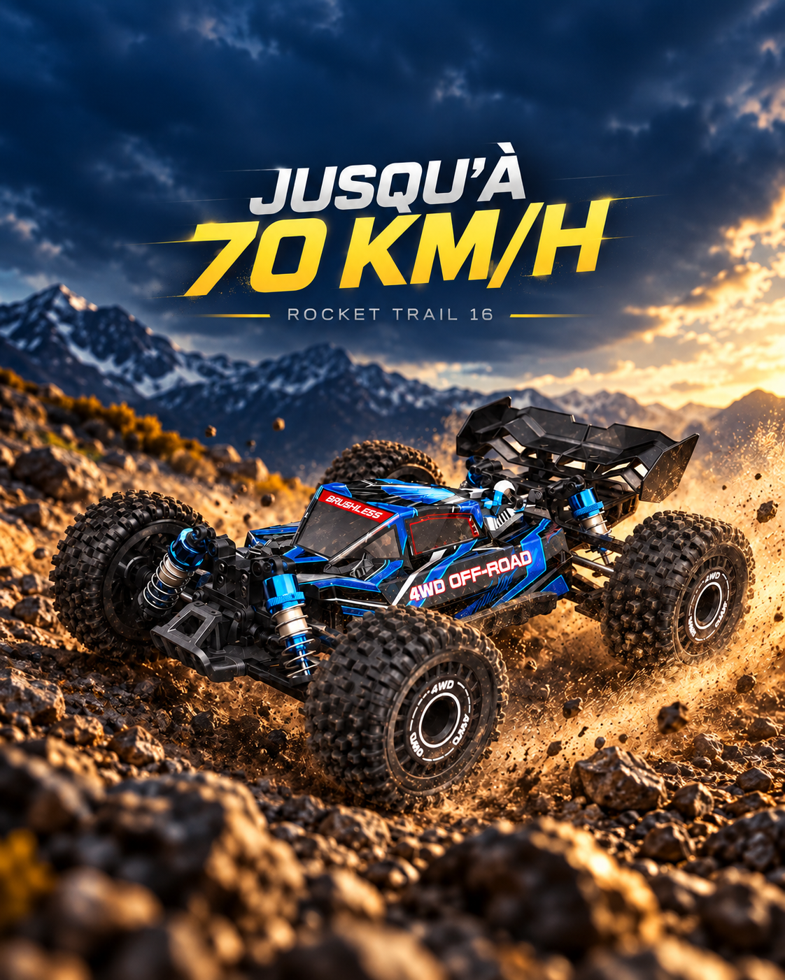 Voiture télécommandée tout-terrain 1/16 – Rocket Trail 16 — speed — Gift Mello