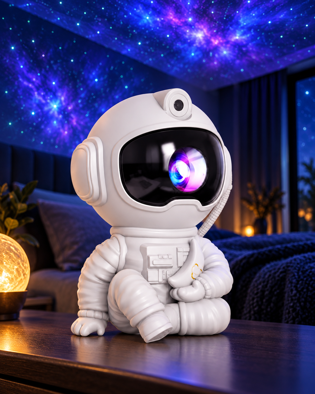 Projecteur ciel étoilé astronaute assis – Orbit Lounge – vue principale – Gift Mello