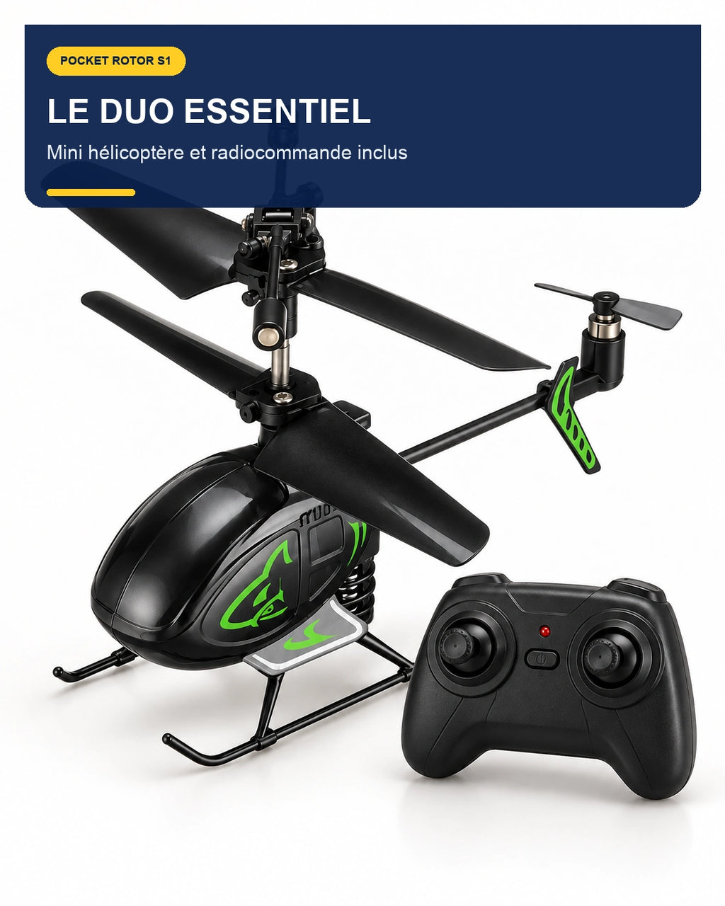 Pocket Rotor S1 – hélicoptère et radiocommande – Gift Mello