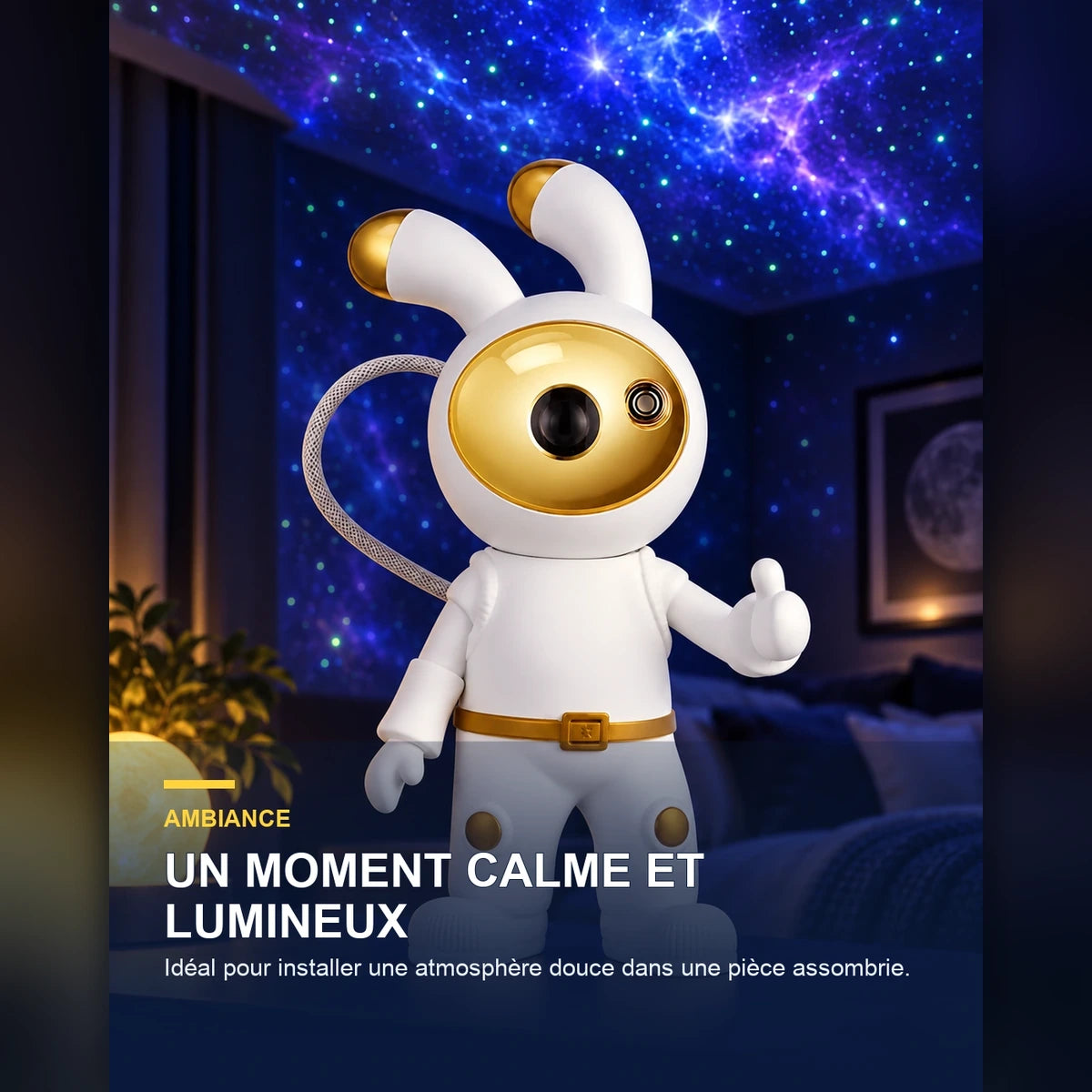 Projecteur ciel étoilé lapin – MoonBunny — fonctionnalité 1